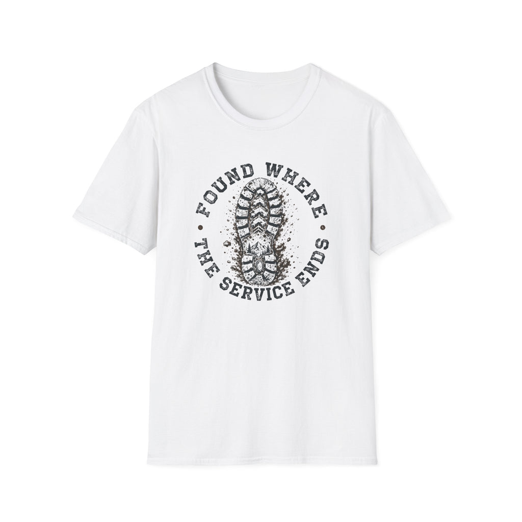 Found Where The Service Ends — Hiking Boot Print Tee