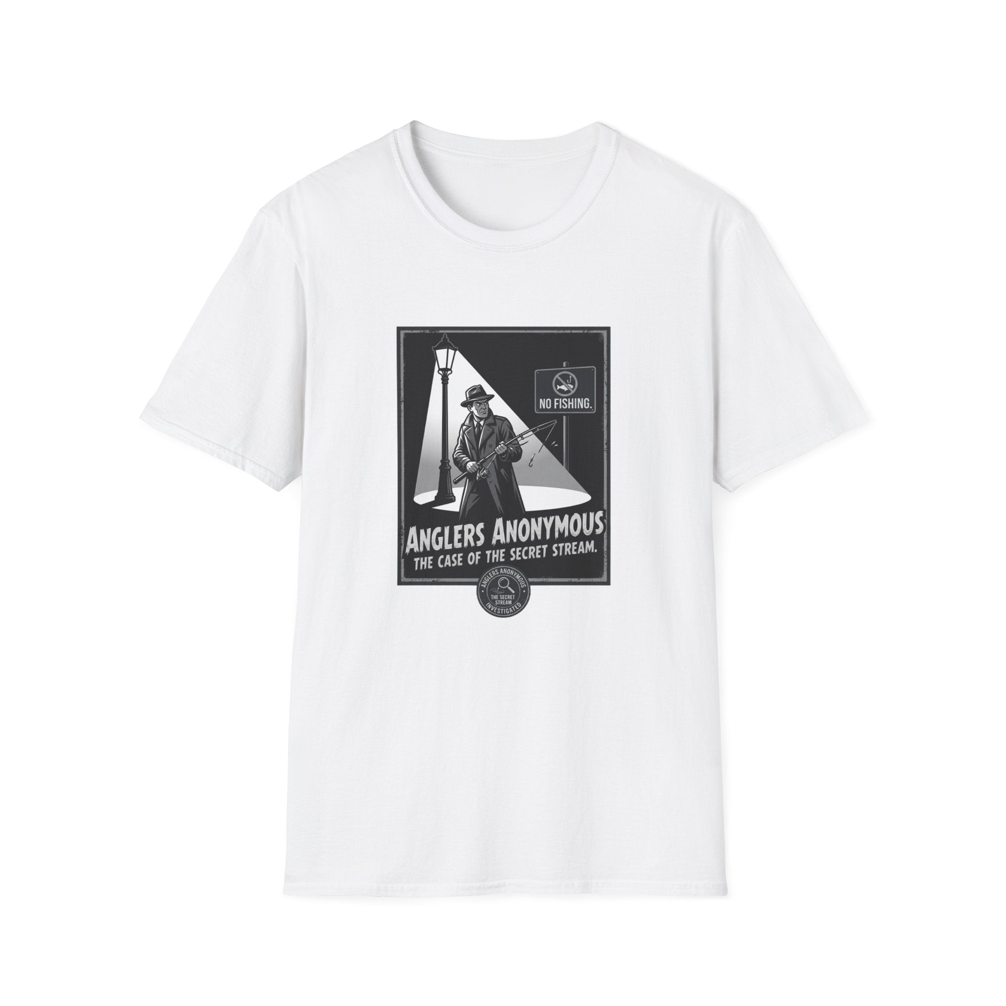 Anglers Anonymous Graphic — "No Fishing" Noir Detective Design