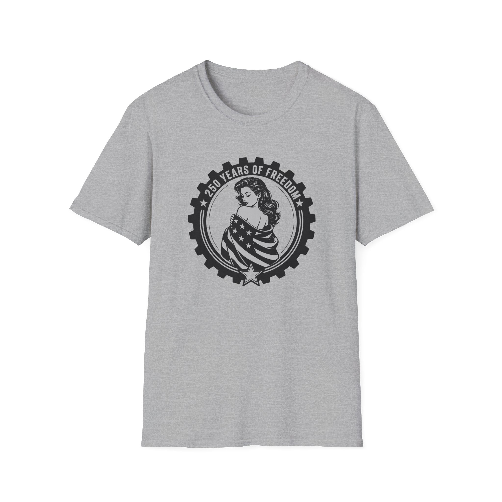 Patriotic '250 Years of Freedom' — American Flag Woman Graphic Tee