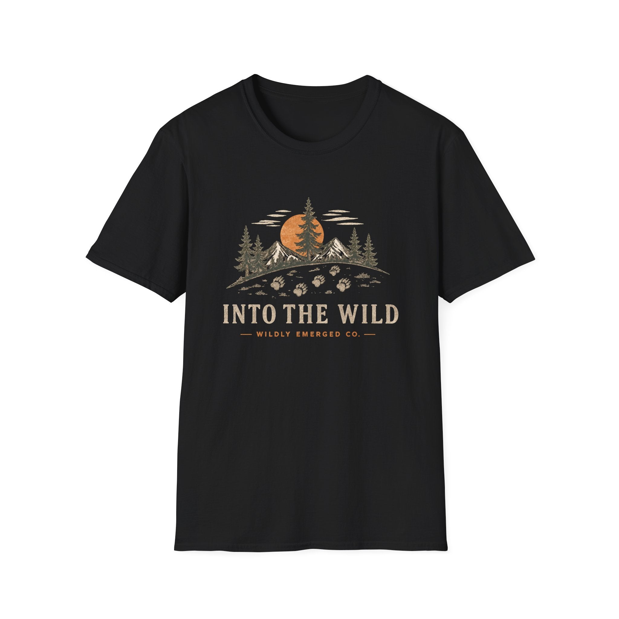 Into The Wild — Mountain Sunset Paw Print Tee
