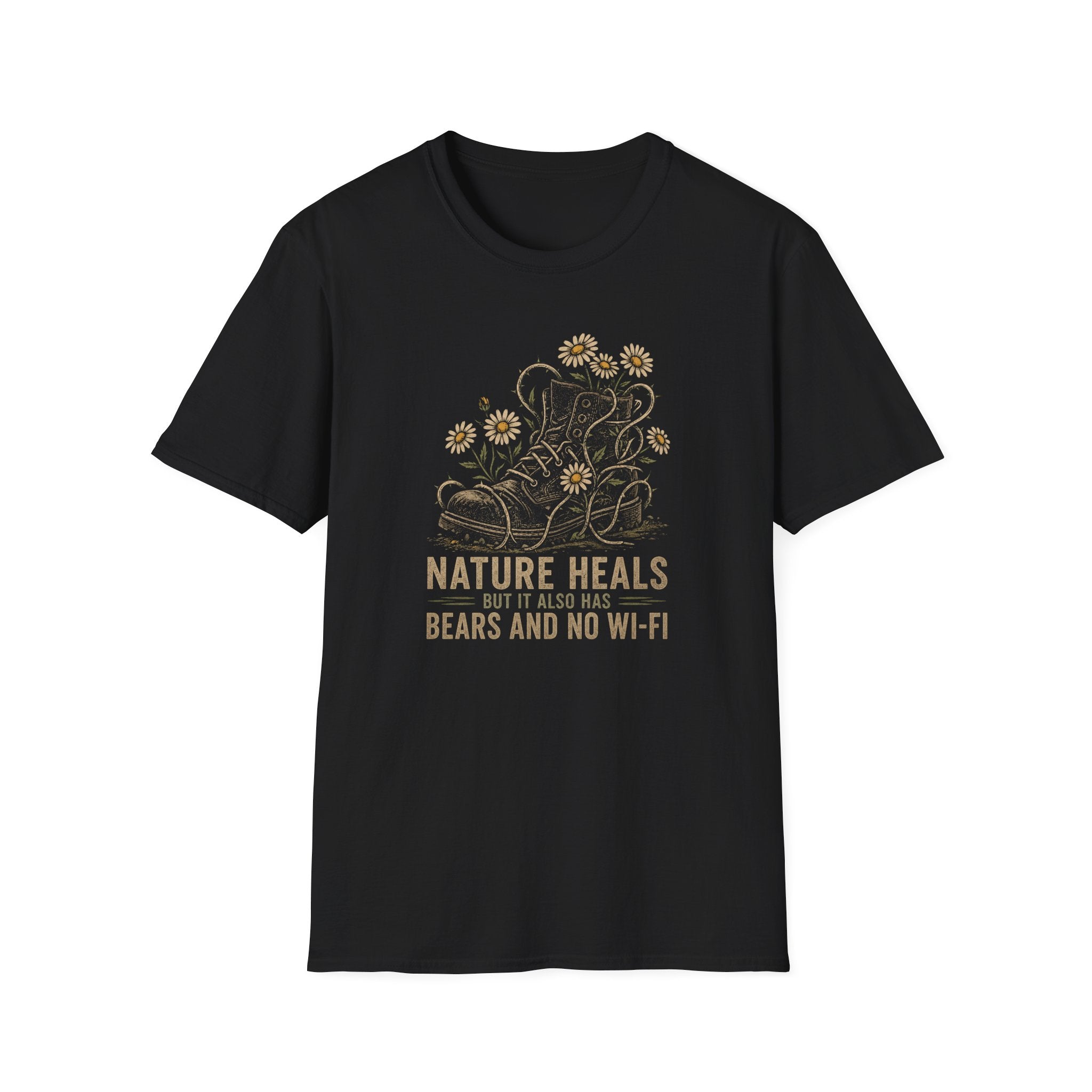 "Nature Heals but it also has bears and no Wi‑Fi" T‑Shirt