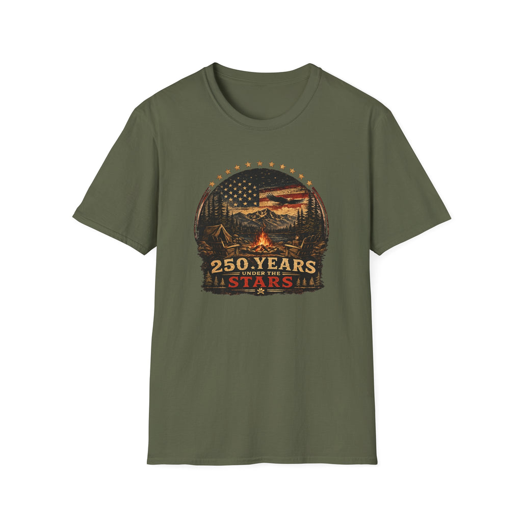 250 Years All Stars Vintage American Camping Flag Tee