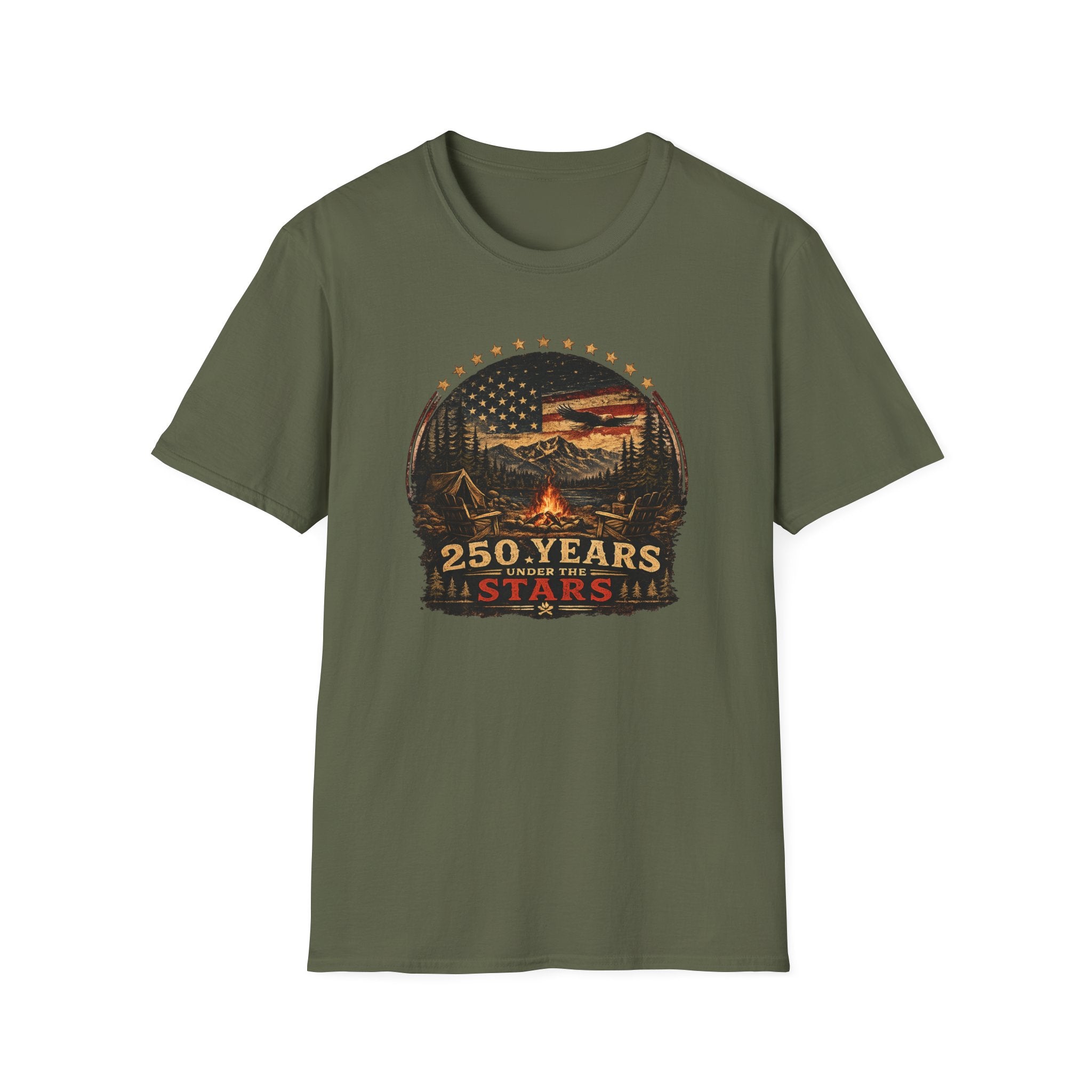 250 Years All Stars Vintage American Camping Flag Tee