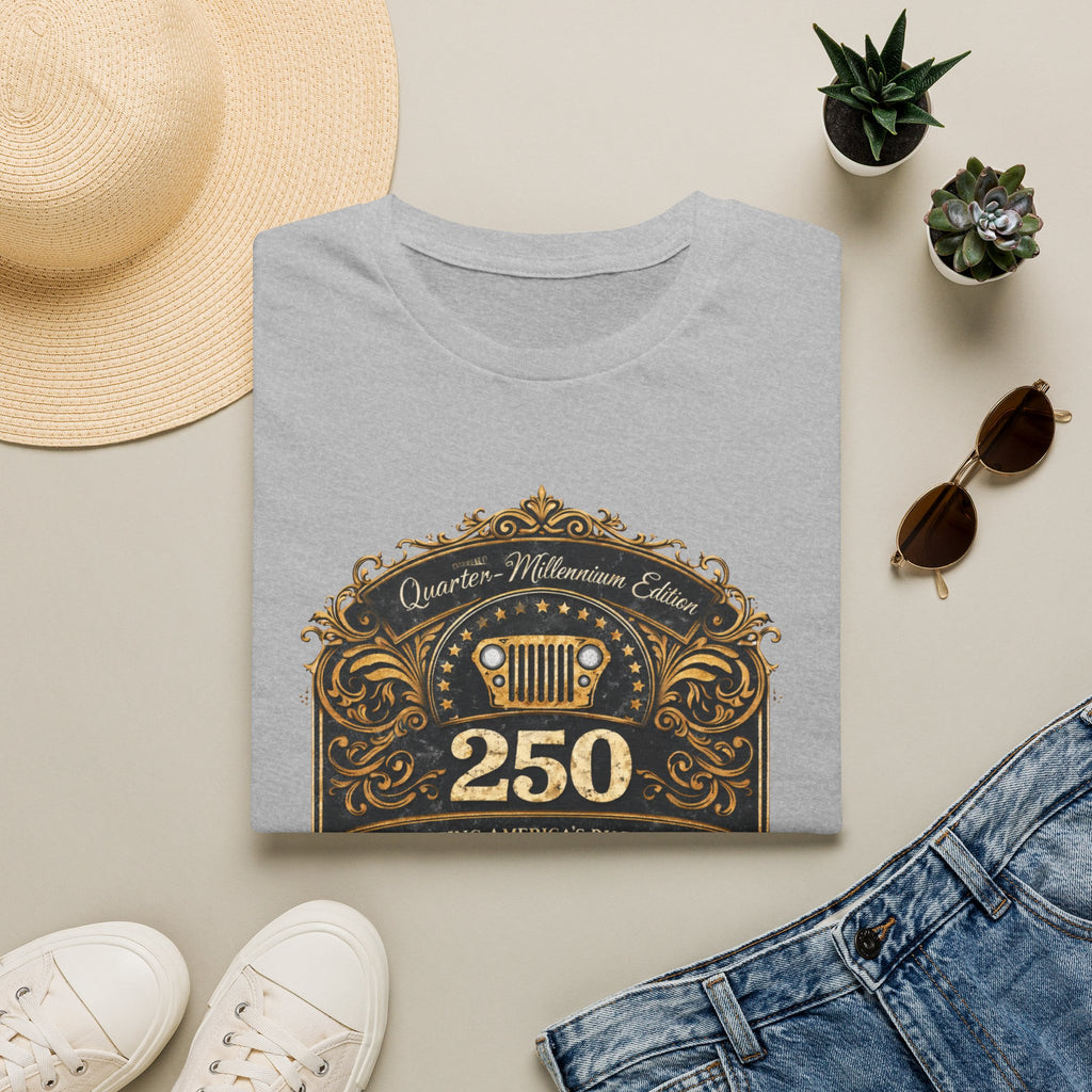 Vintage Jeep 250 Emblem — Quarter-Millennium Off-Road Anniversary Tee