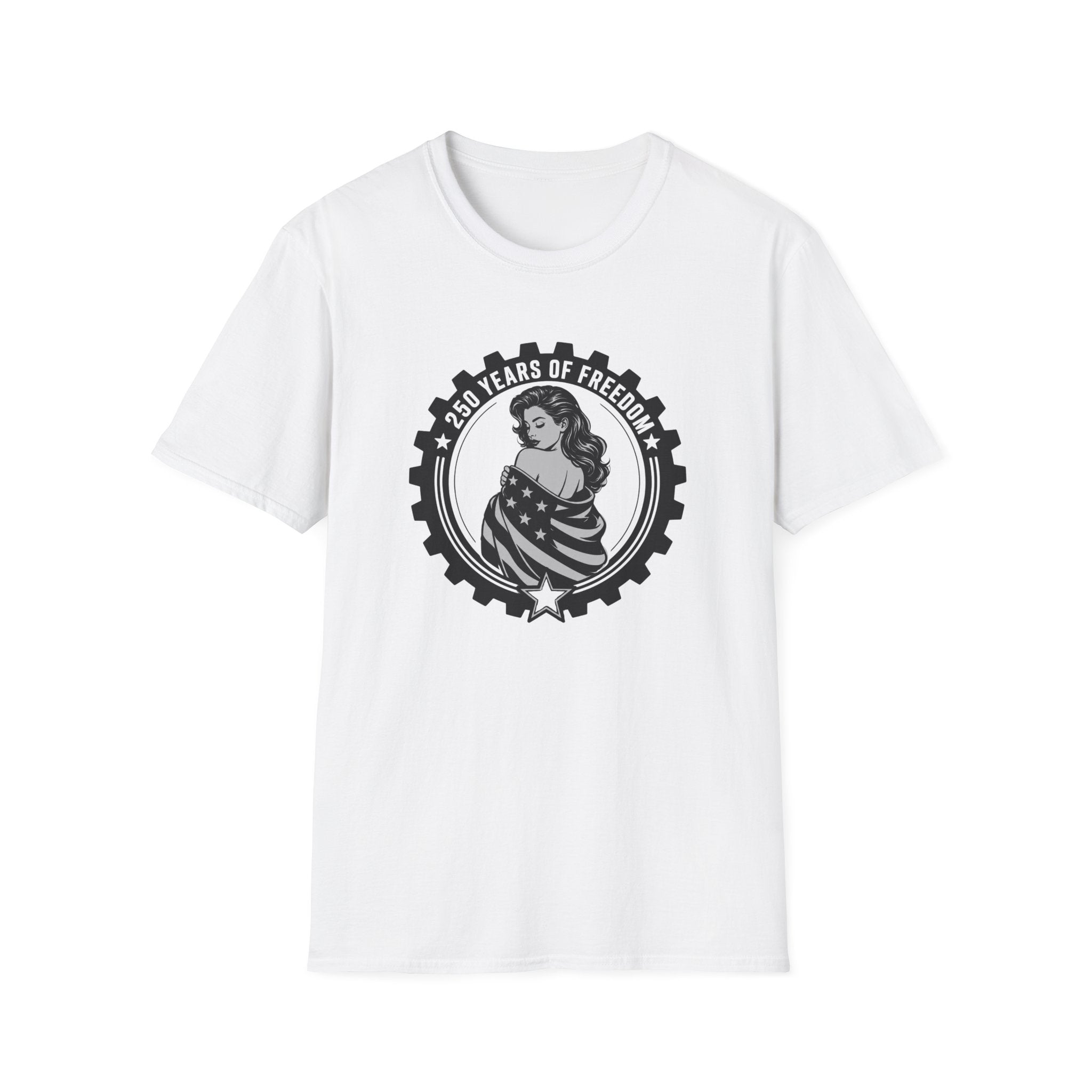 Patriotic '250 Years of Freedom' — American Flag Woman Graphic Tee