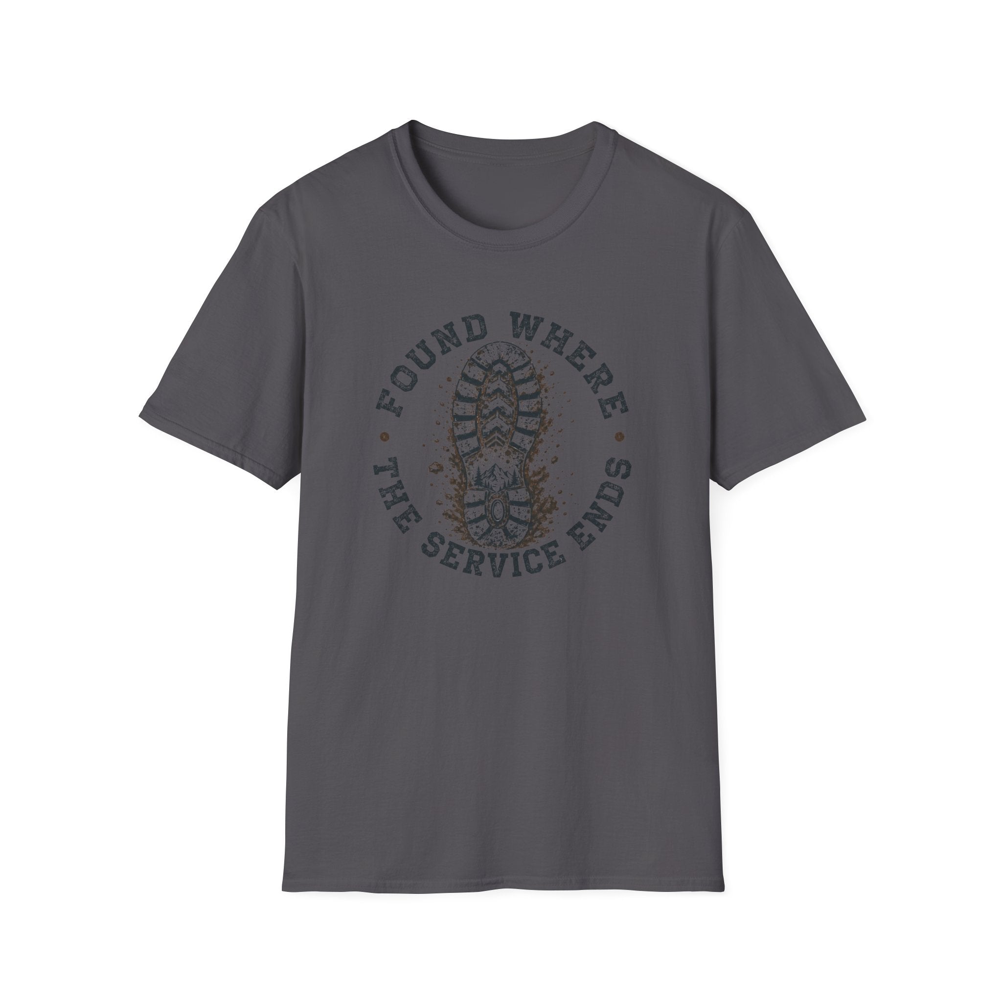 Found Where The Service Ends — Hiking Boot Print Tee