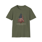 American Flag Pine Tree — "National Adventure" Patriotic Graphic Tee