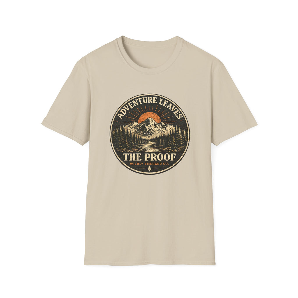 Adventure Leaves Mountain — Retro Sunset Outdoors Graphic Tee