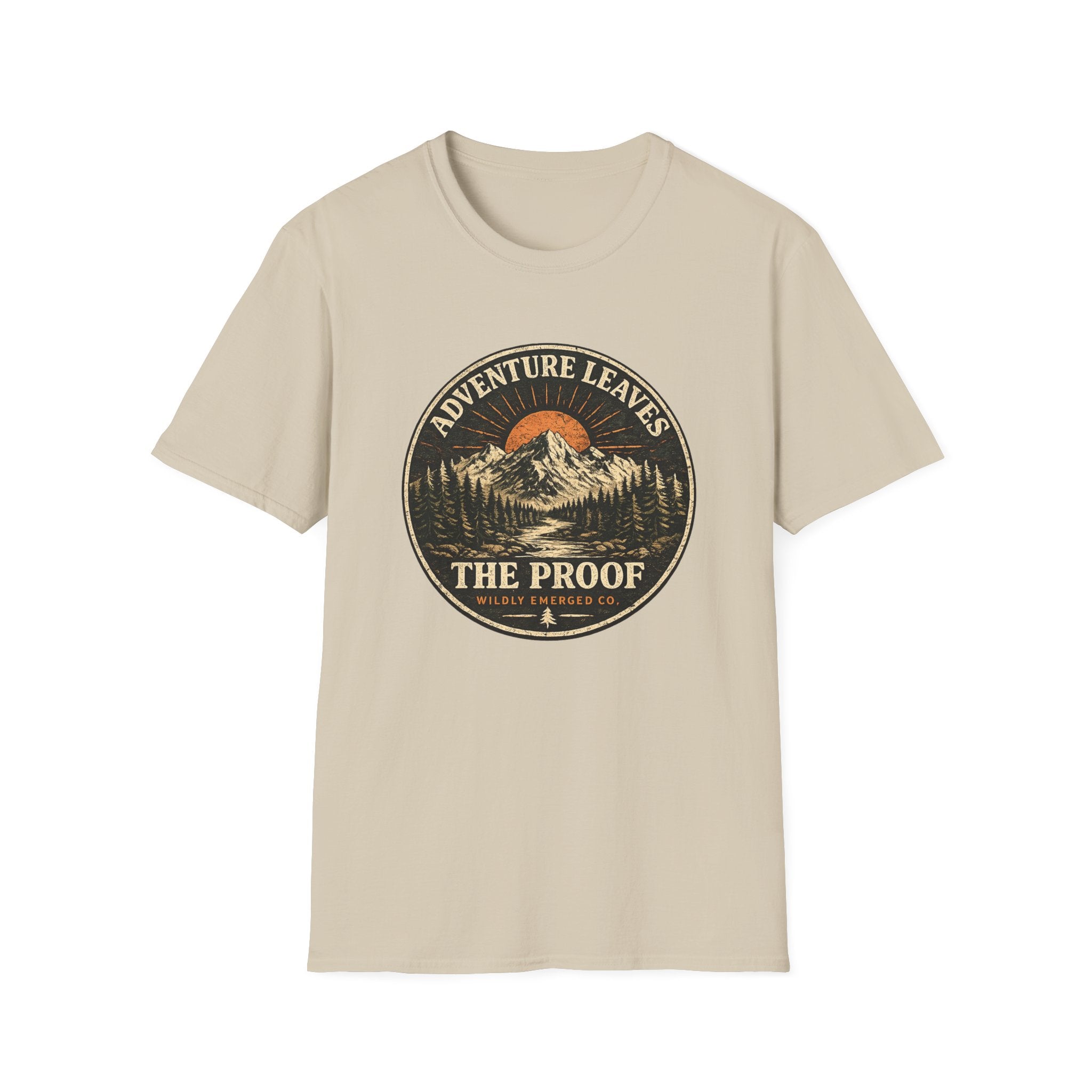 Adventure Leaves Mountain — Retro Sunset Outdoors Graphic Tee