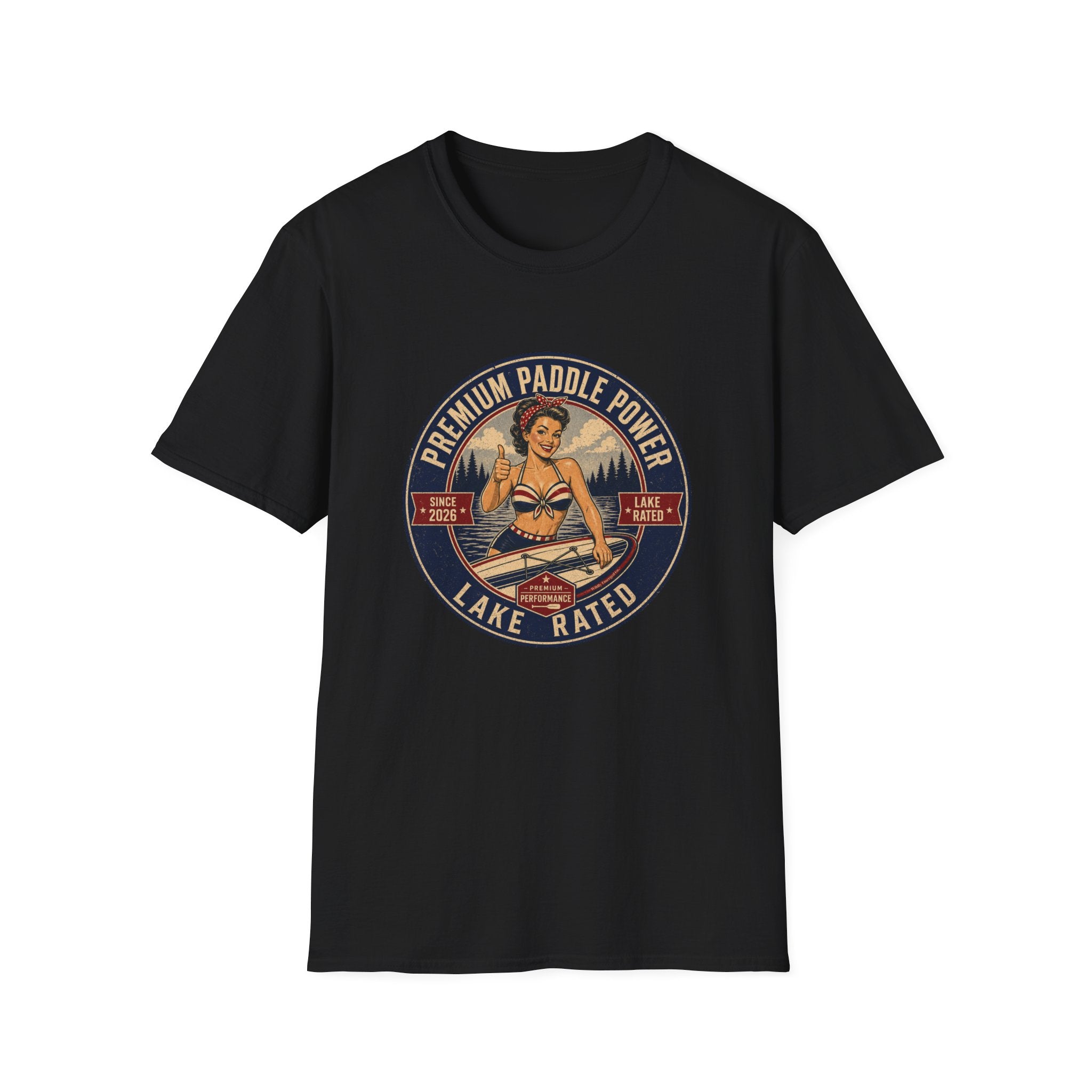 Paddle Power — Vintage Lake Rated Paddleboarding Graphic Tee