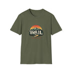 Trail — Retro Mountain Hiking Tee (Sunset & Forest)