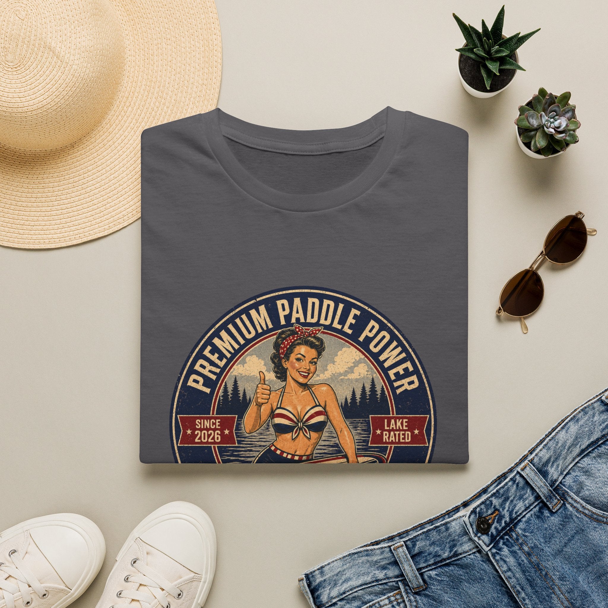 Paddle Power — Vintage Lake Rated Paddleboarding Graphic Tee