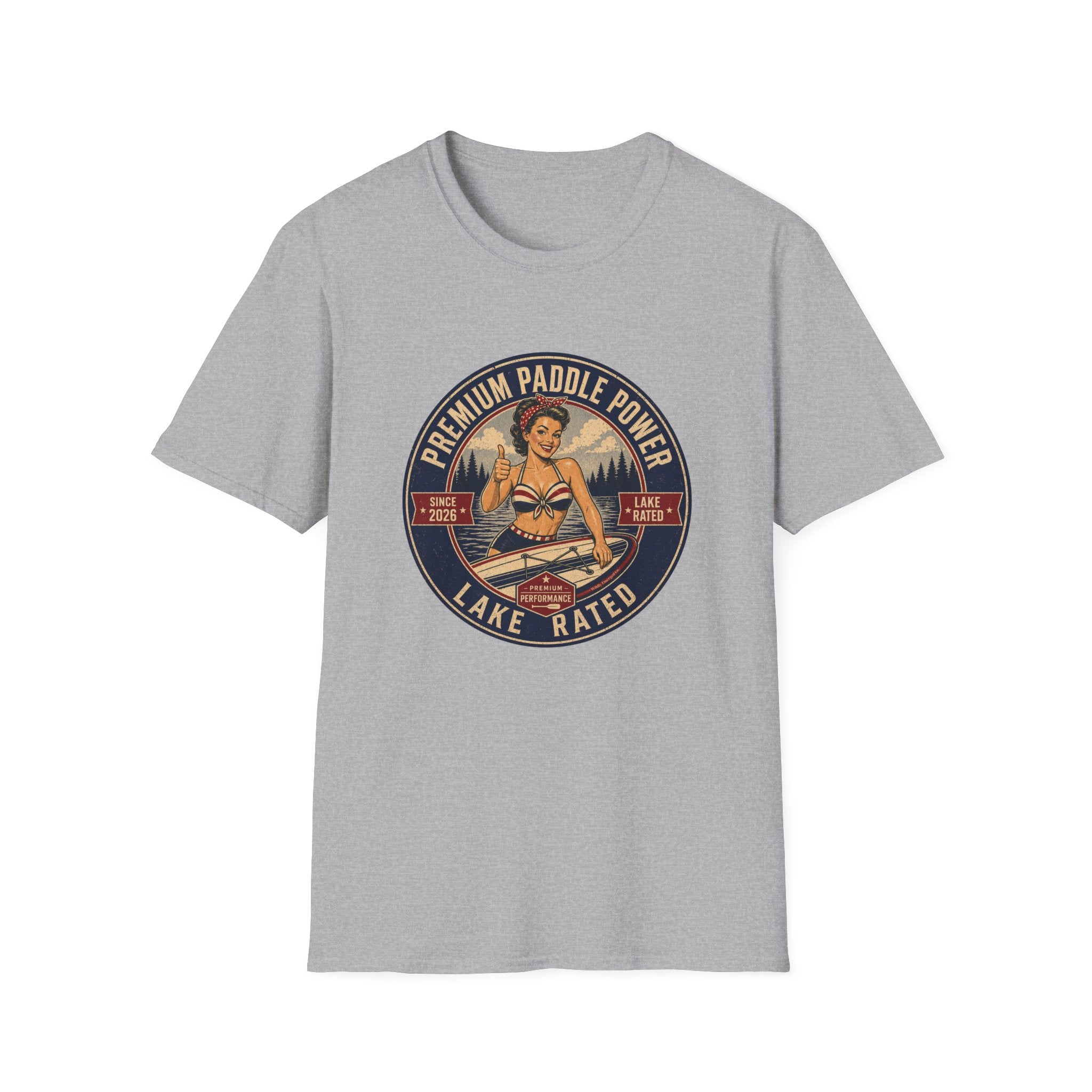 Paddle Power — Vintage Lake Rated Paddleboarding Graphic Tee
