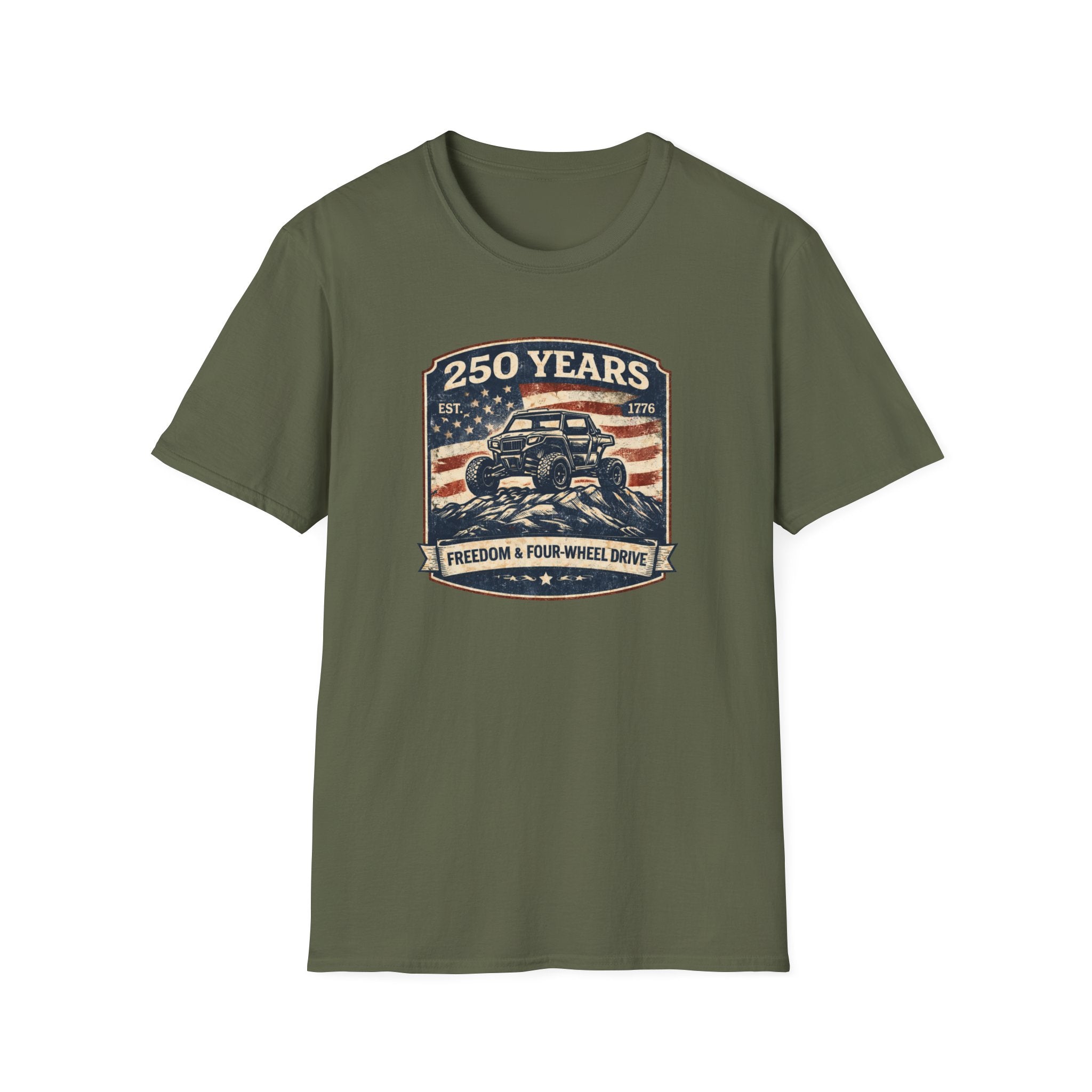 250 Years Patriotic — Freedom & Four-Wheel Drive Vintage USA Tee