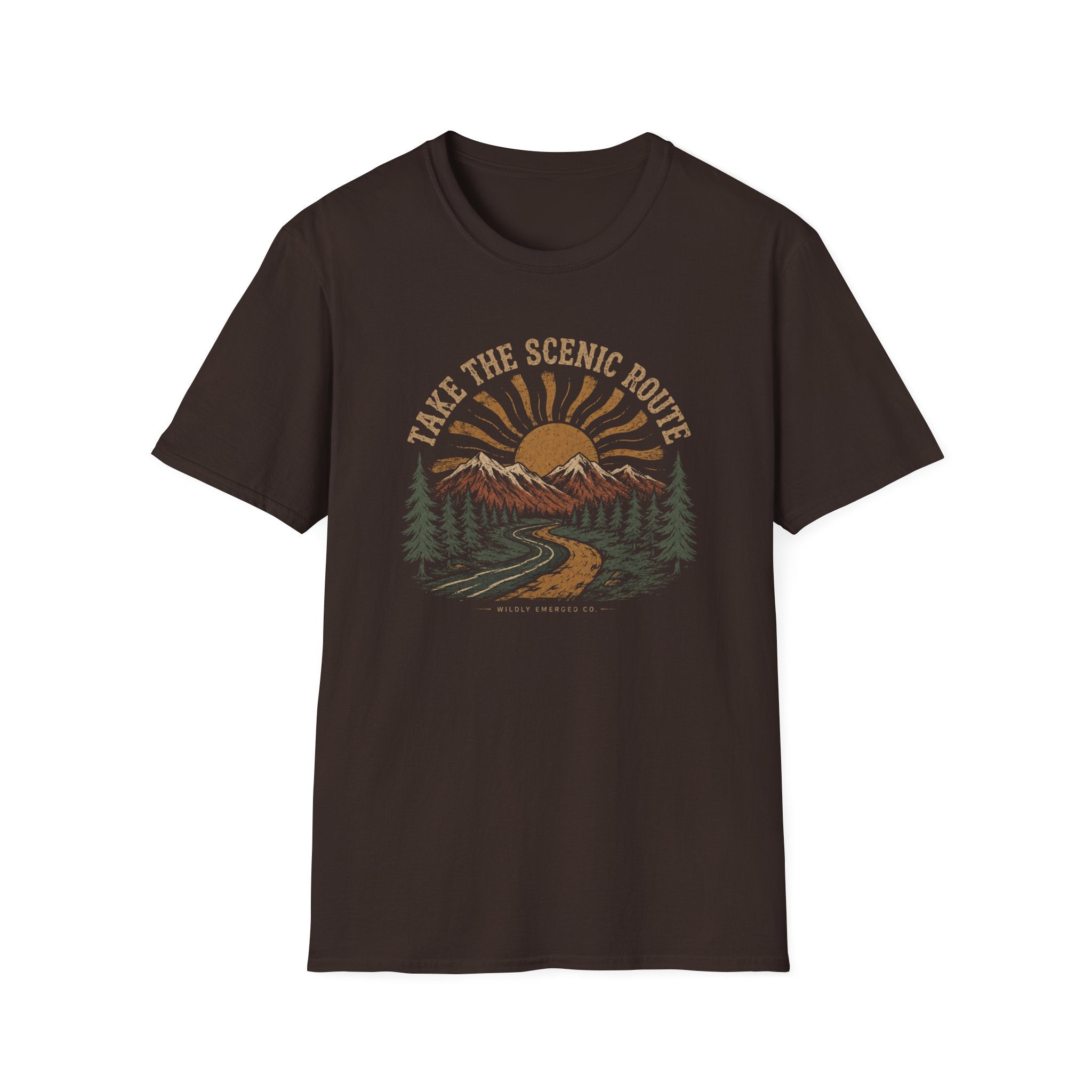 'Take the Scenic Route' Mountain & Sun Graphic T‑Shirt