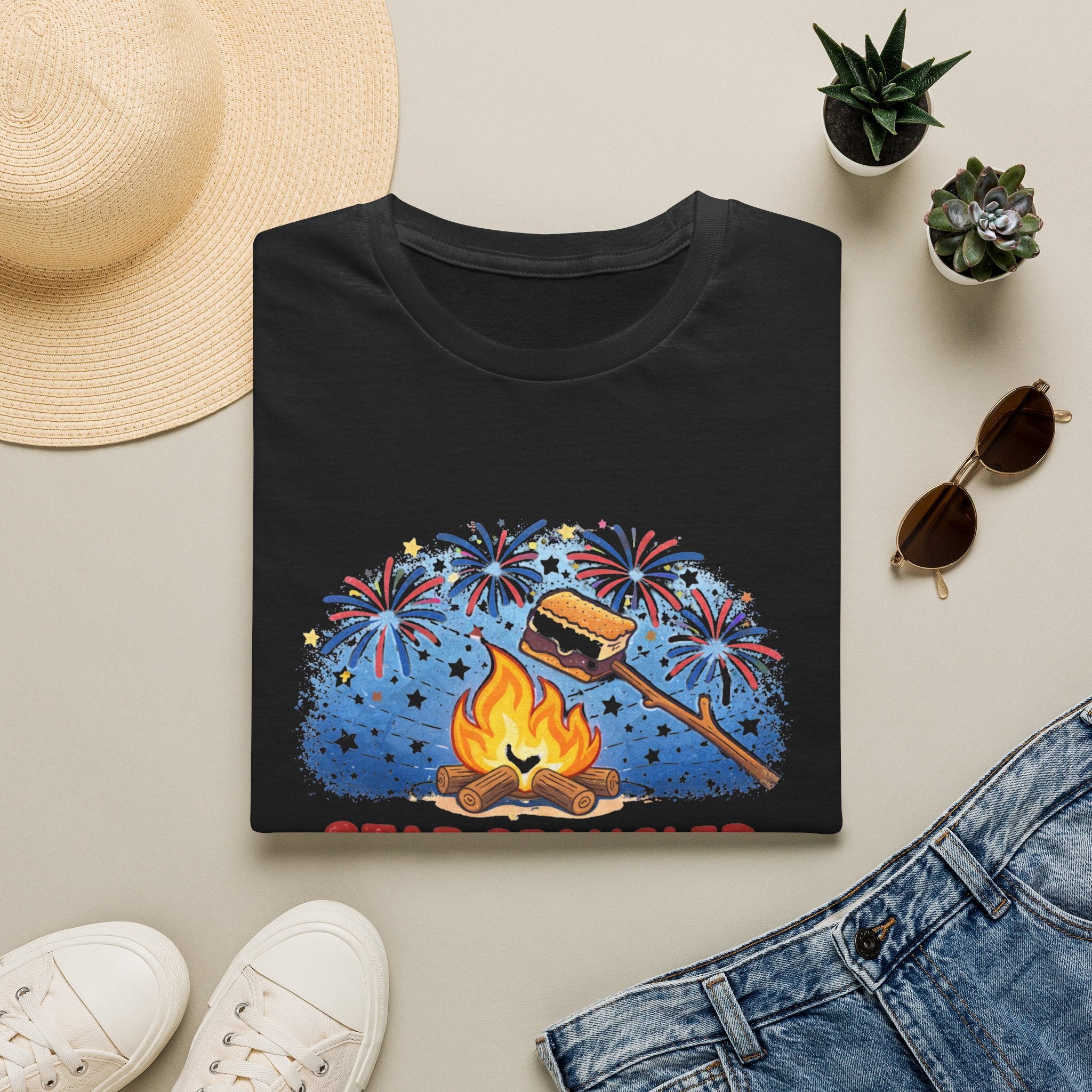 Star Spangled S'mores Campfire Tee (Fourth of July BBQ Patriotic Fireworks)