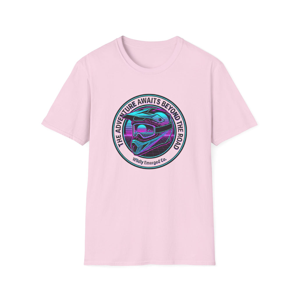 Adventure Helmet— "The Adventure Awaits Beyond the Road" Motorcycle Tee