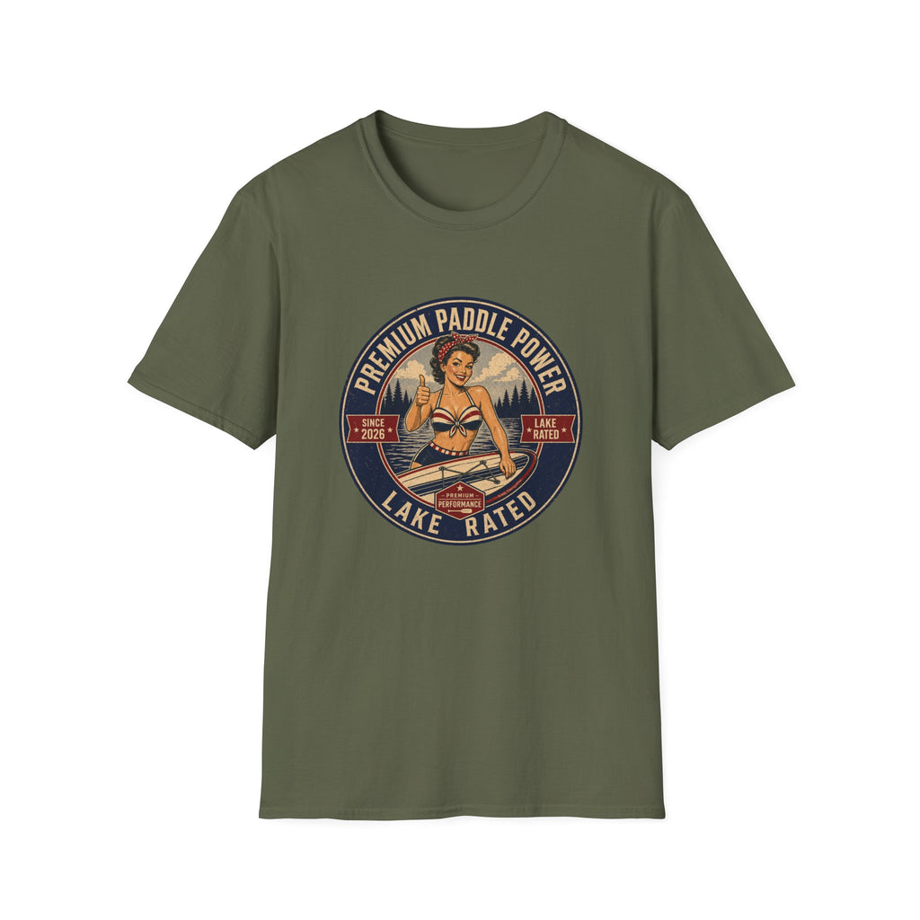 Paddle Power — Vintage Lake Rated Paddleboarding Graphic Tee