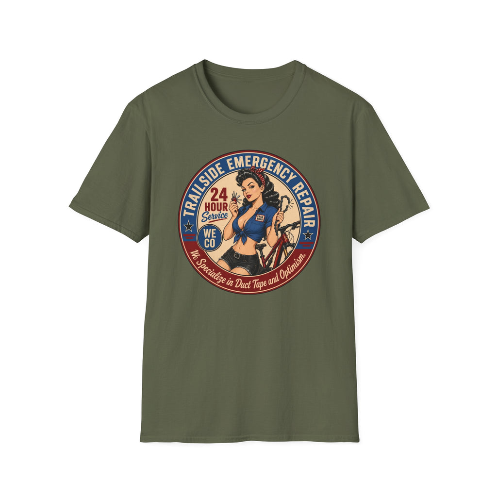 Trailside Emergency Repair — 24 Hour Service Pin-Up Graphic Tee