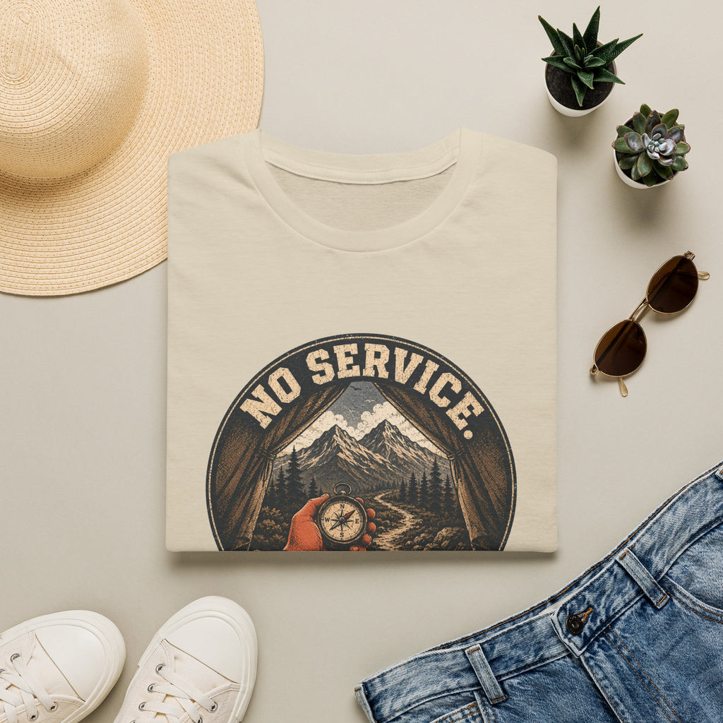 No Service No Problem — Adventure Compass Mountain Graphic Tee