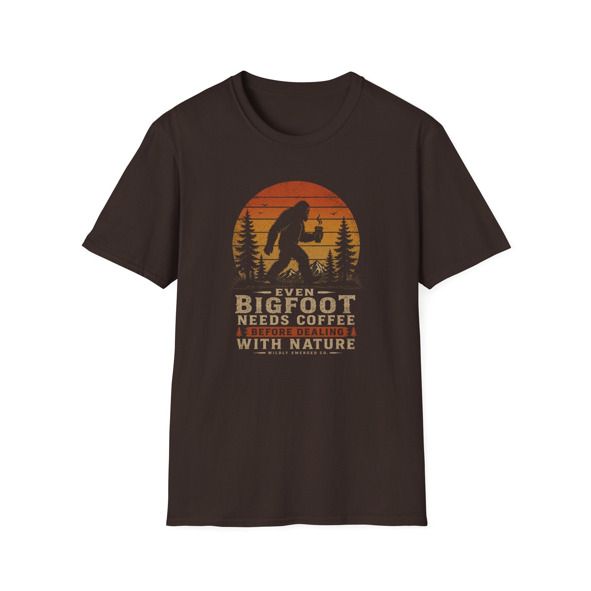 Bigfoot Needs Coffee T-Shirt – Funny Sasquatch Camping Graphic Tee