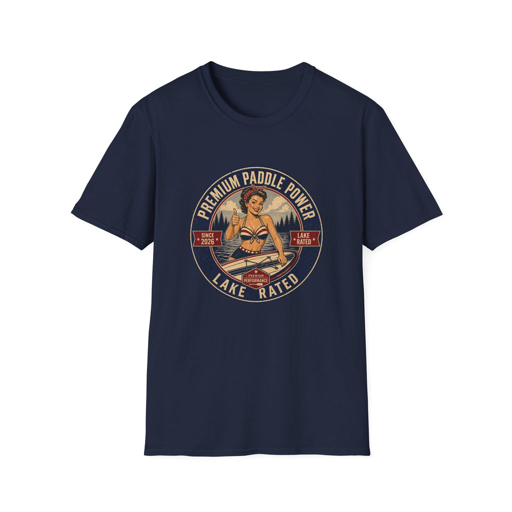 Paddle Power — Vintage Lake Rated Paddleboarding Graphic Tee