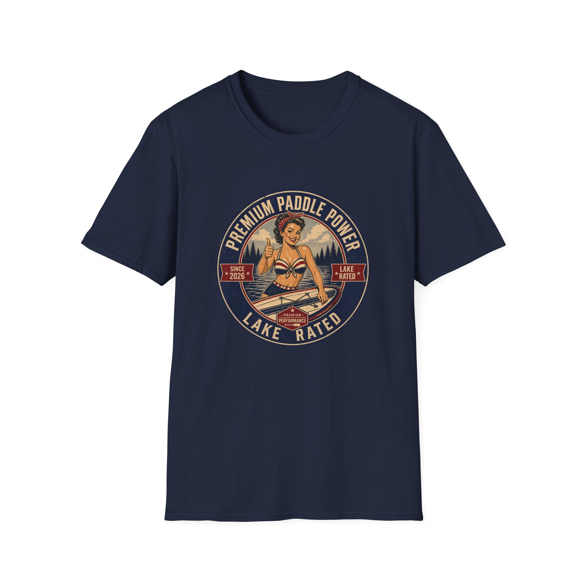 Paddle Power — Vintage Lake Rated Paddleboarding Graphic Tee