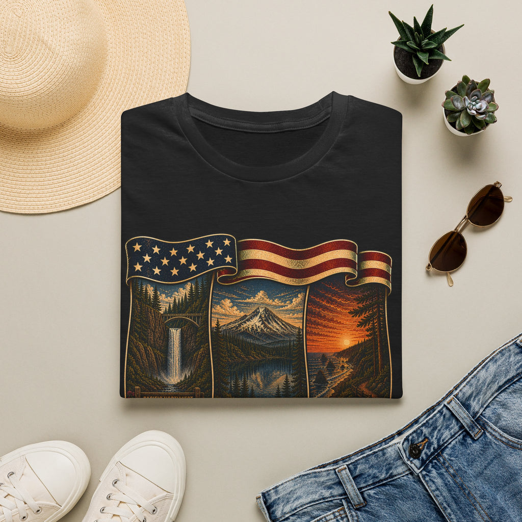 See the USA — Vintage American Flag Scenic Travel Tee
