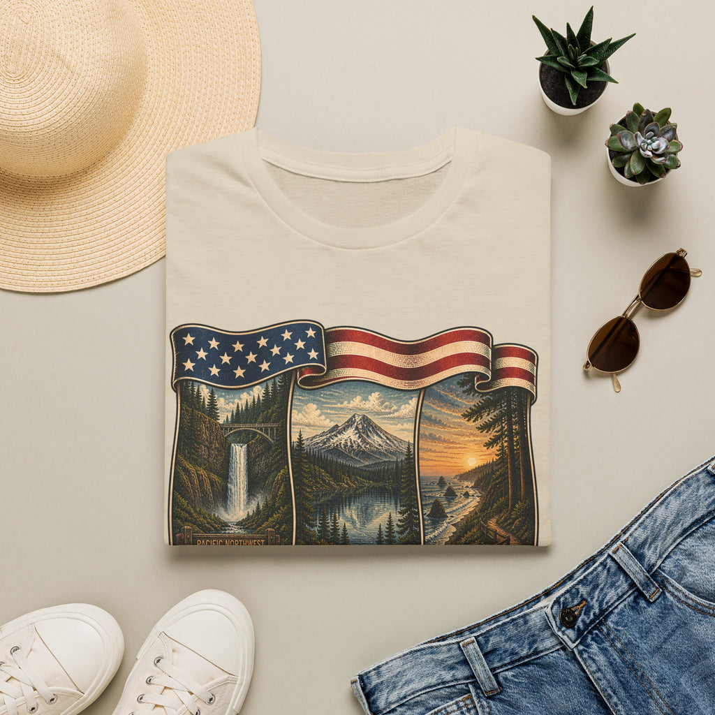 See the USA — Vintage American Flag Scenic Travel Tee