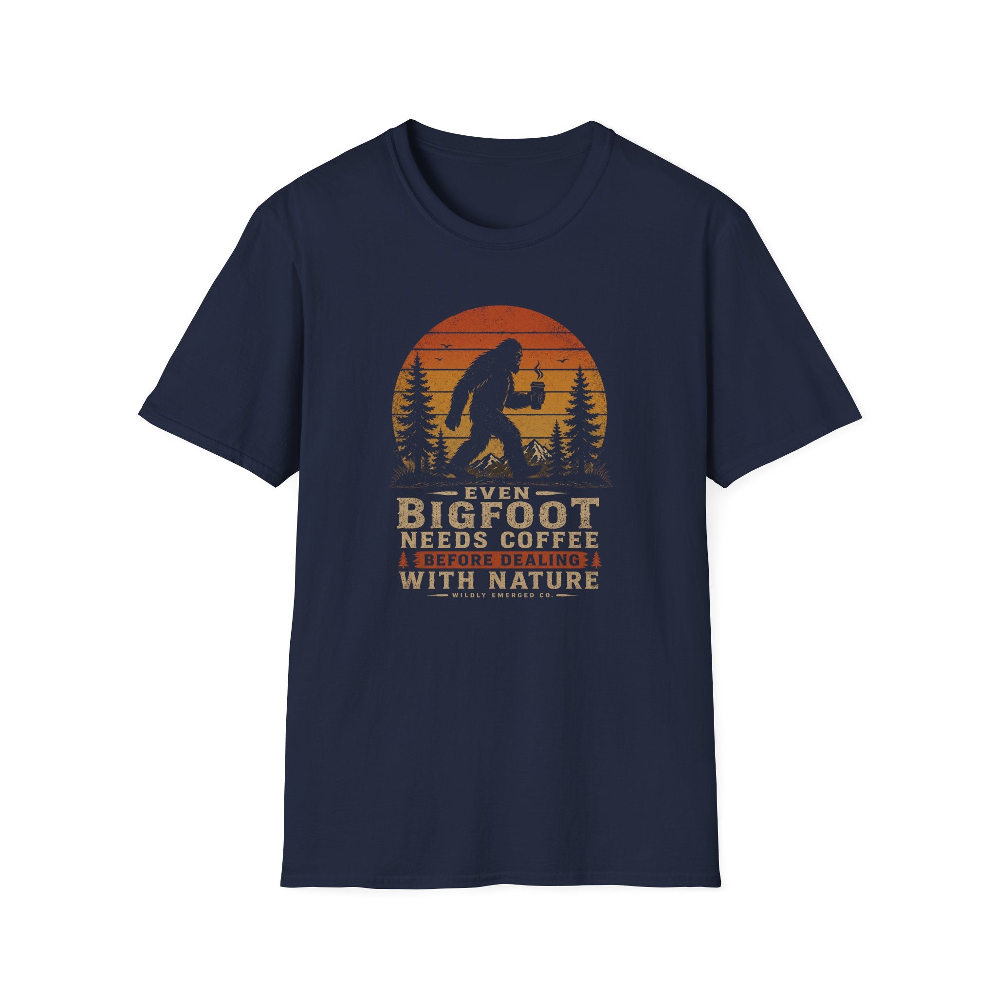 Bigfoot Needs Coffee T-Shirt – Funny Sasquatch Camping Graphic Tee
