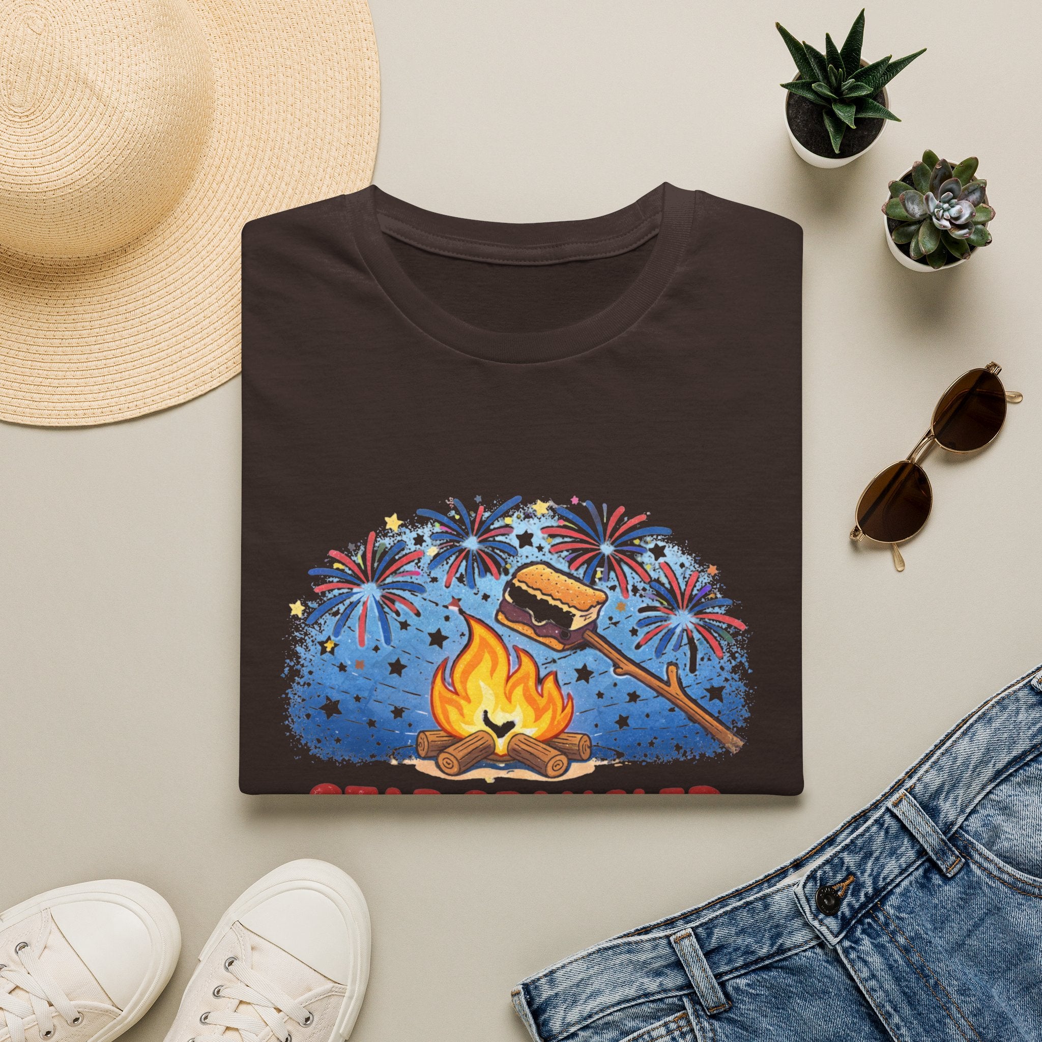 Star Spangled S'mores Campfire Tee (Fourth of July BBQ Patriotic Fireworks)