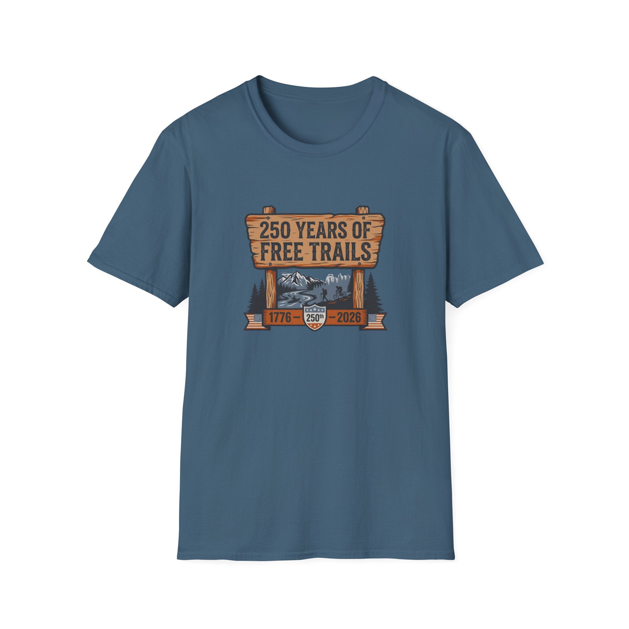 250 Years of Free Trails — Patriotic National Trails Hiking Tee (1776–2026)
