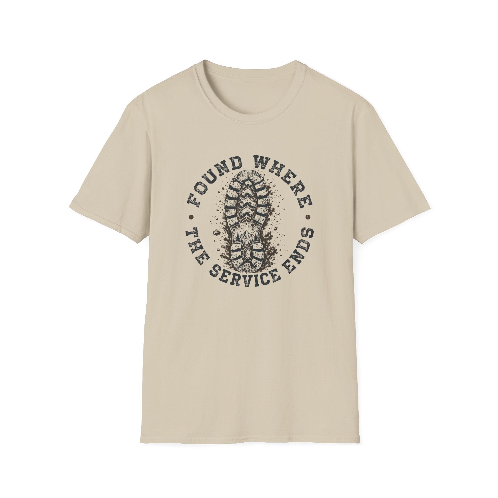 Found Where The Service Ends — Hiking Boot Print Tee