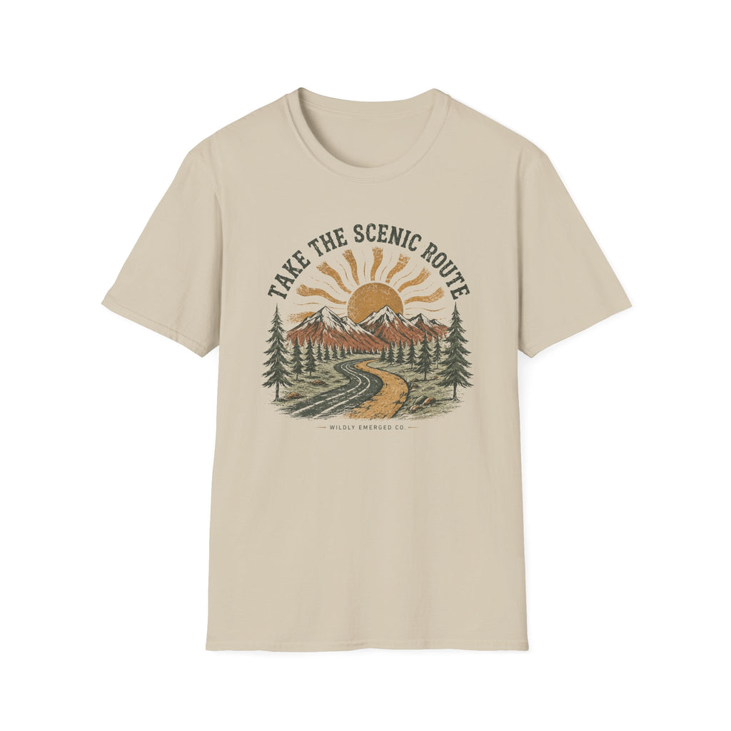 'Take the Scenic Route' Mountain & Sun Graphic T‑Shirt