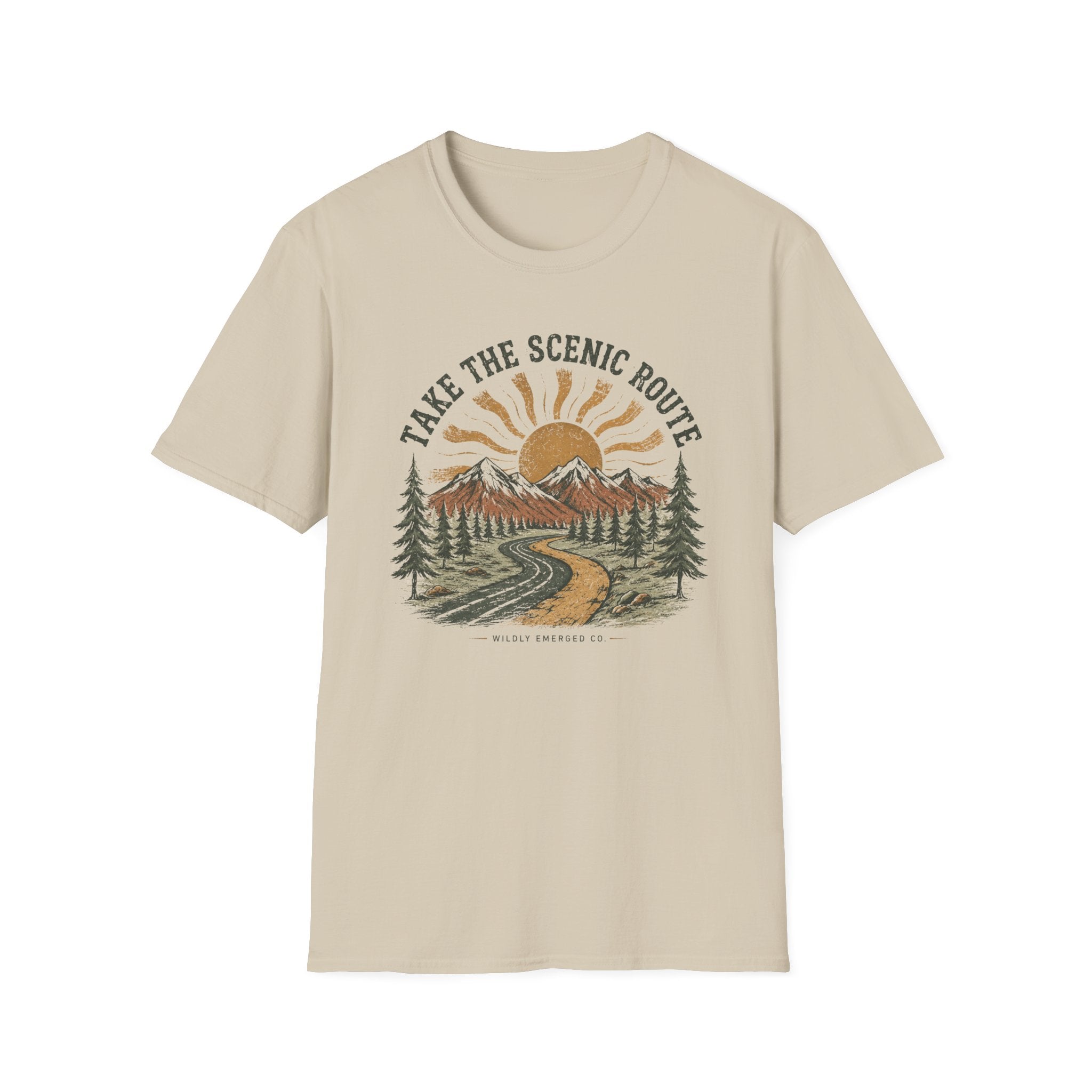 'Take the Scenic Route' Mountain & Sun Graphic T‑Shirt