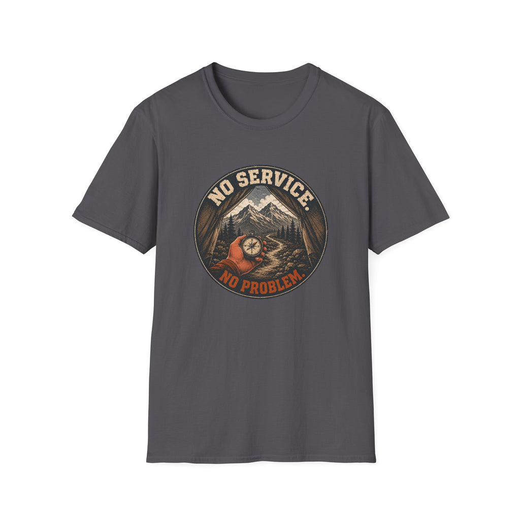 No Service No Problem — Adventure Compass Mountain Graphic Tee