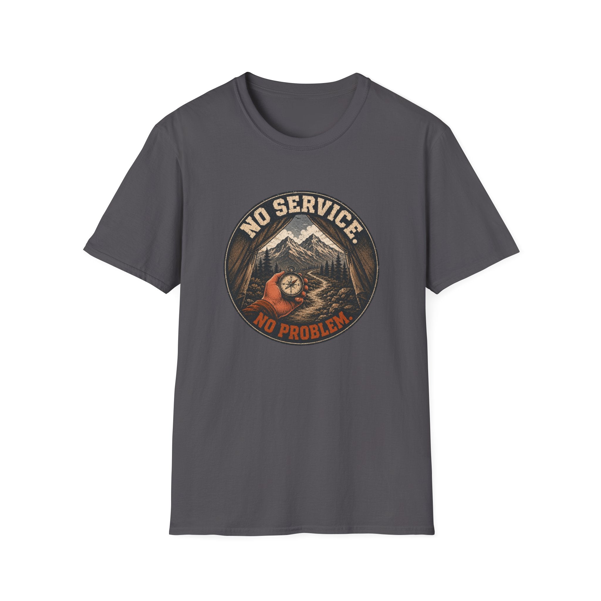 No Service No Problem — Adventure Compass Mountain Graphic Tee