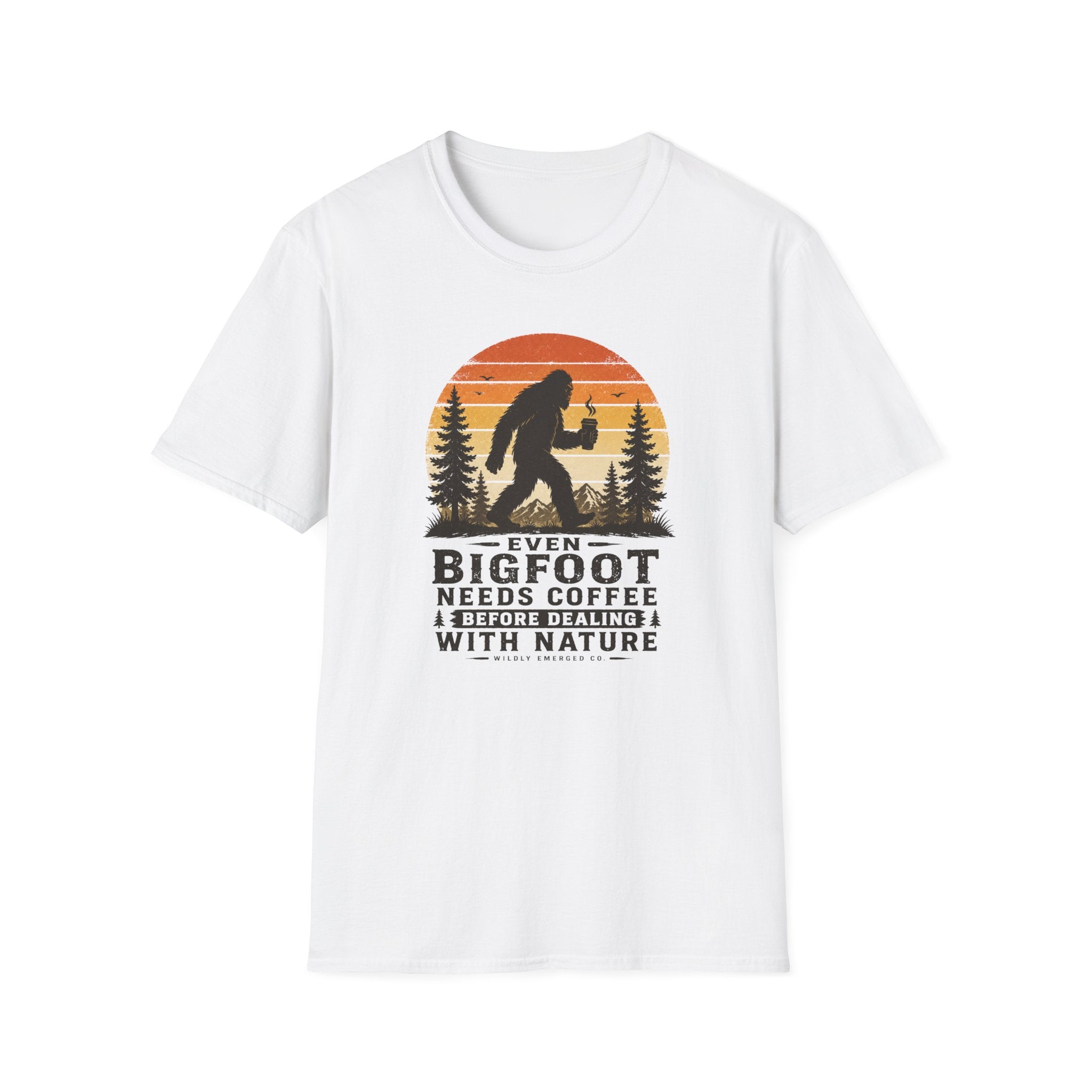 Bigfoot Needs Coffee T-Shirt – Funny Sasquatch Camping Graphic Tee