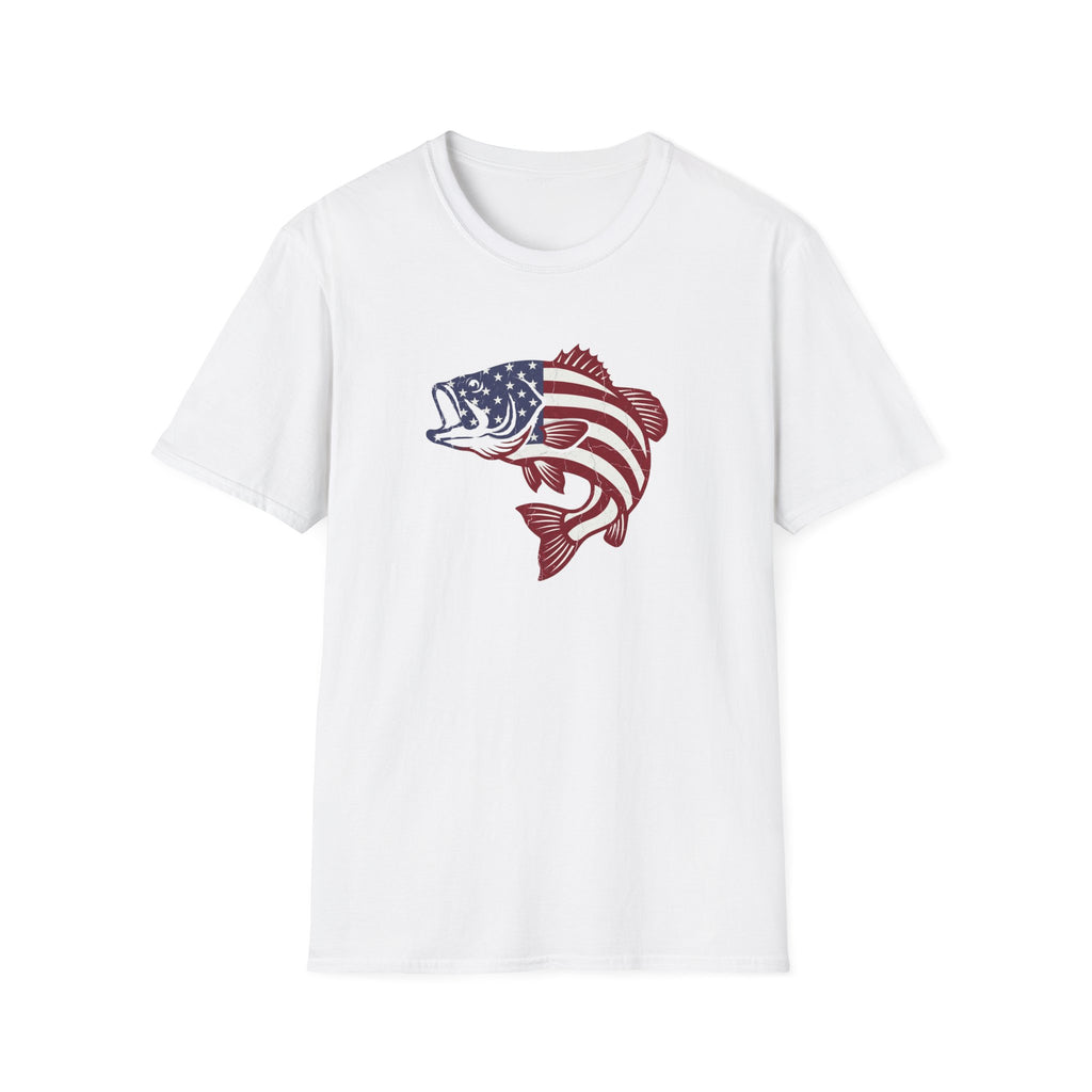 Patriotic Bass — American Flag Fish Tee