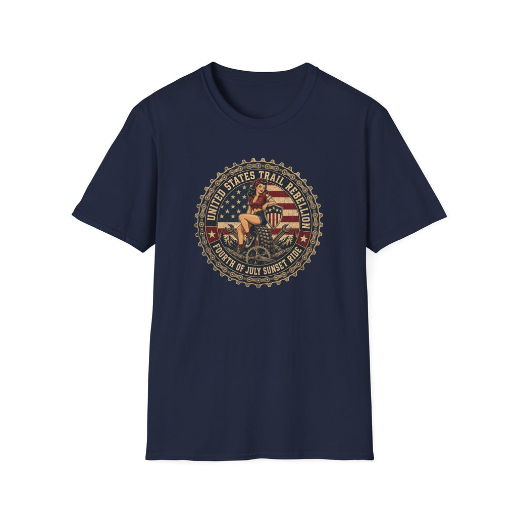 Trail Rebellion — Vintage American Flag Pinup Graphic