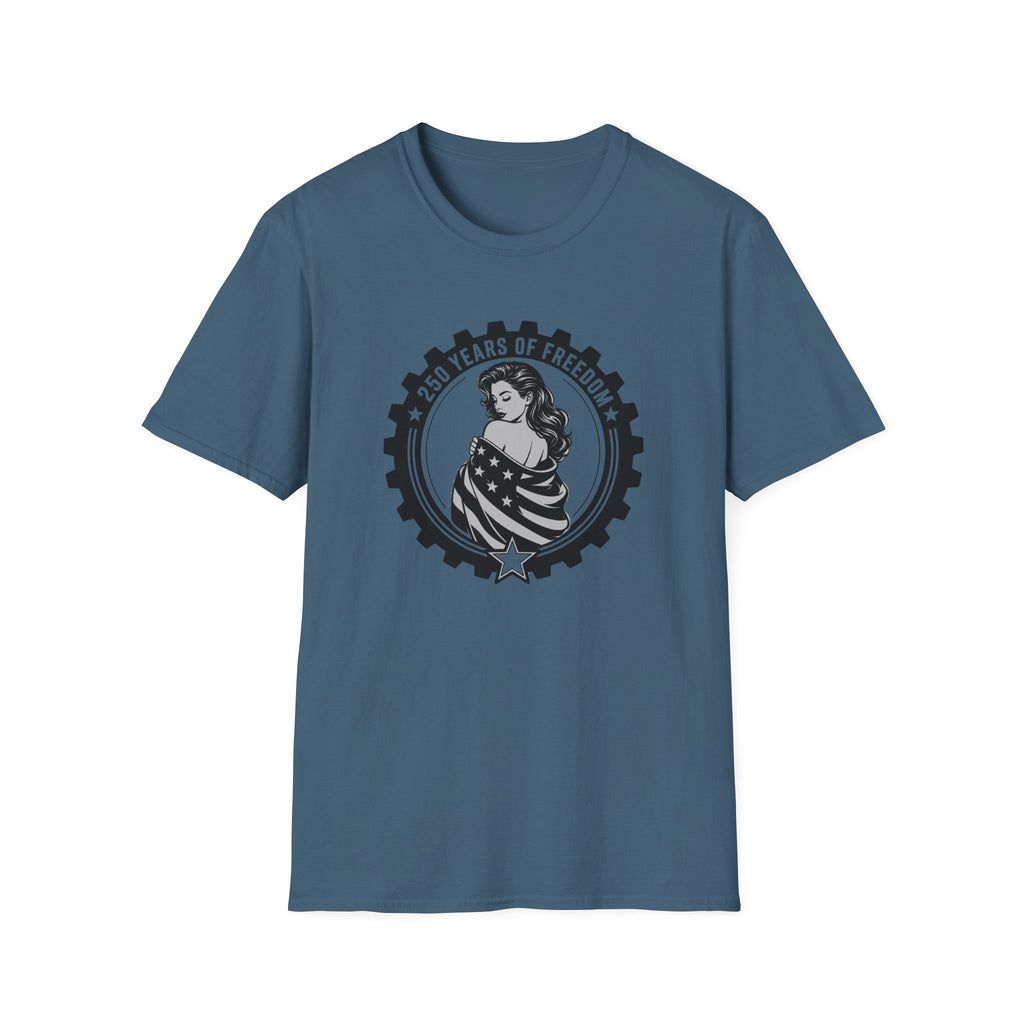 Patriotic '250 Years of Freedom' — American Flag Woman Graphic Tee