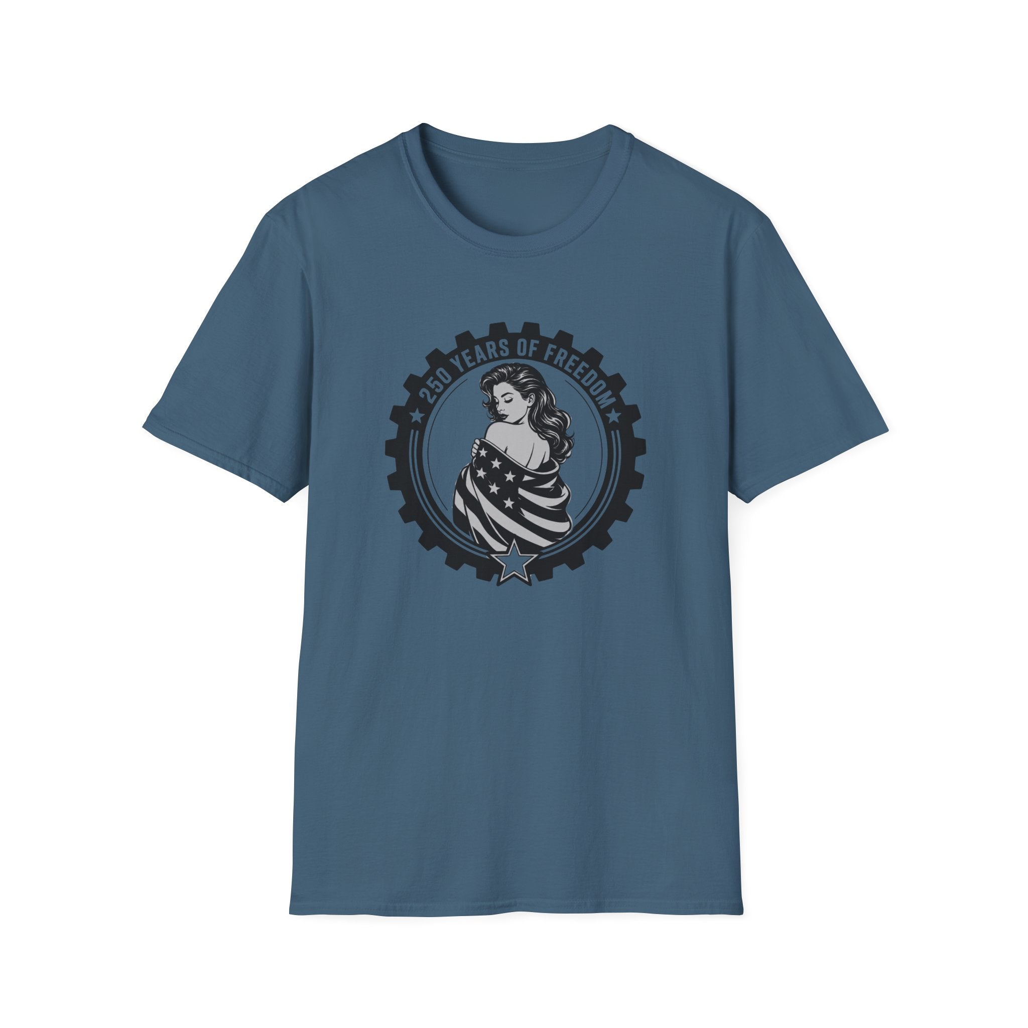 Patriotic '250 Years of Freedom' — American Flag Woman Graphic Tee