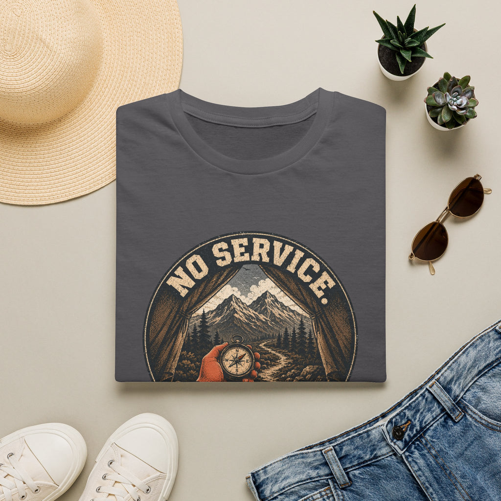 No Service No Problem — Adventure Compass Mountain Graphic Tee