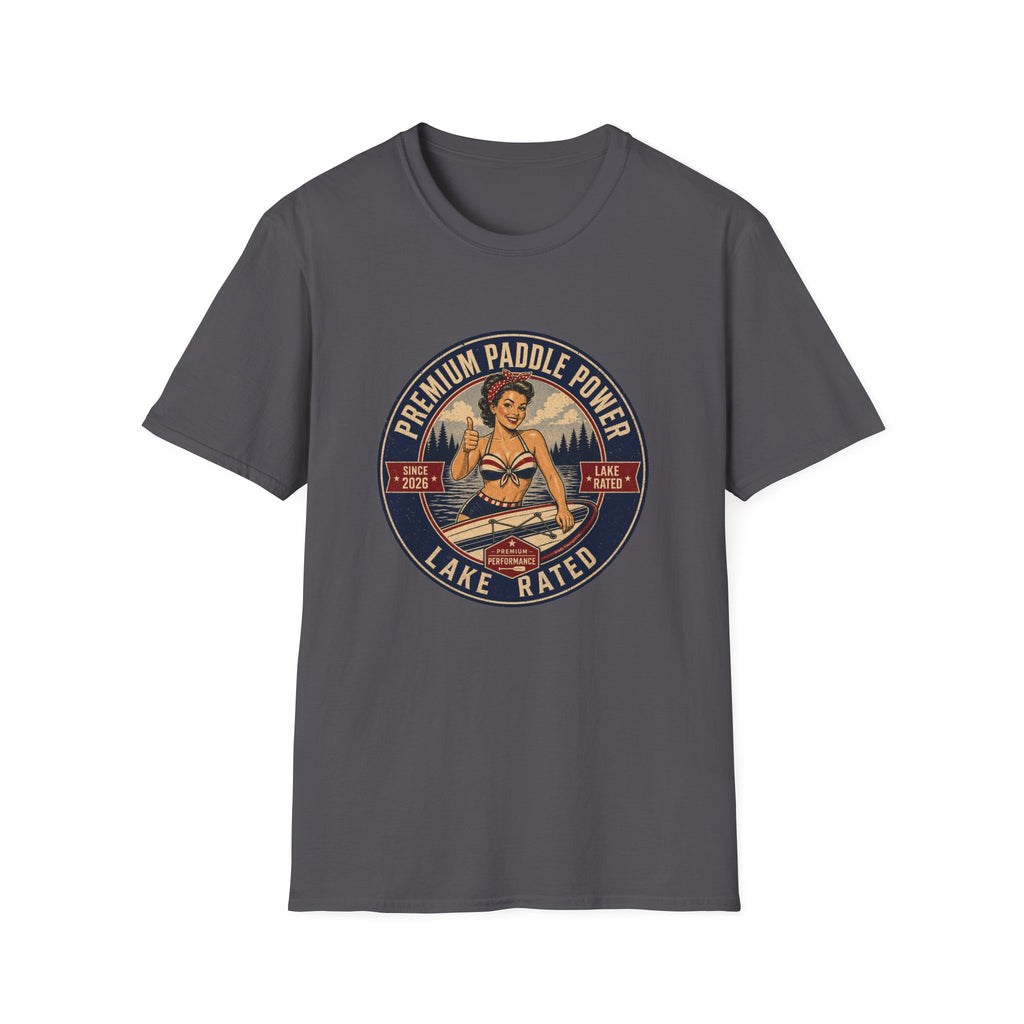 Paddle Power — Vintage Lake Rated Paddleboarding Graphic Tee