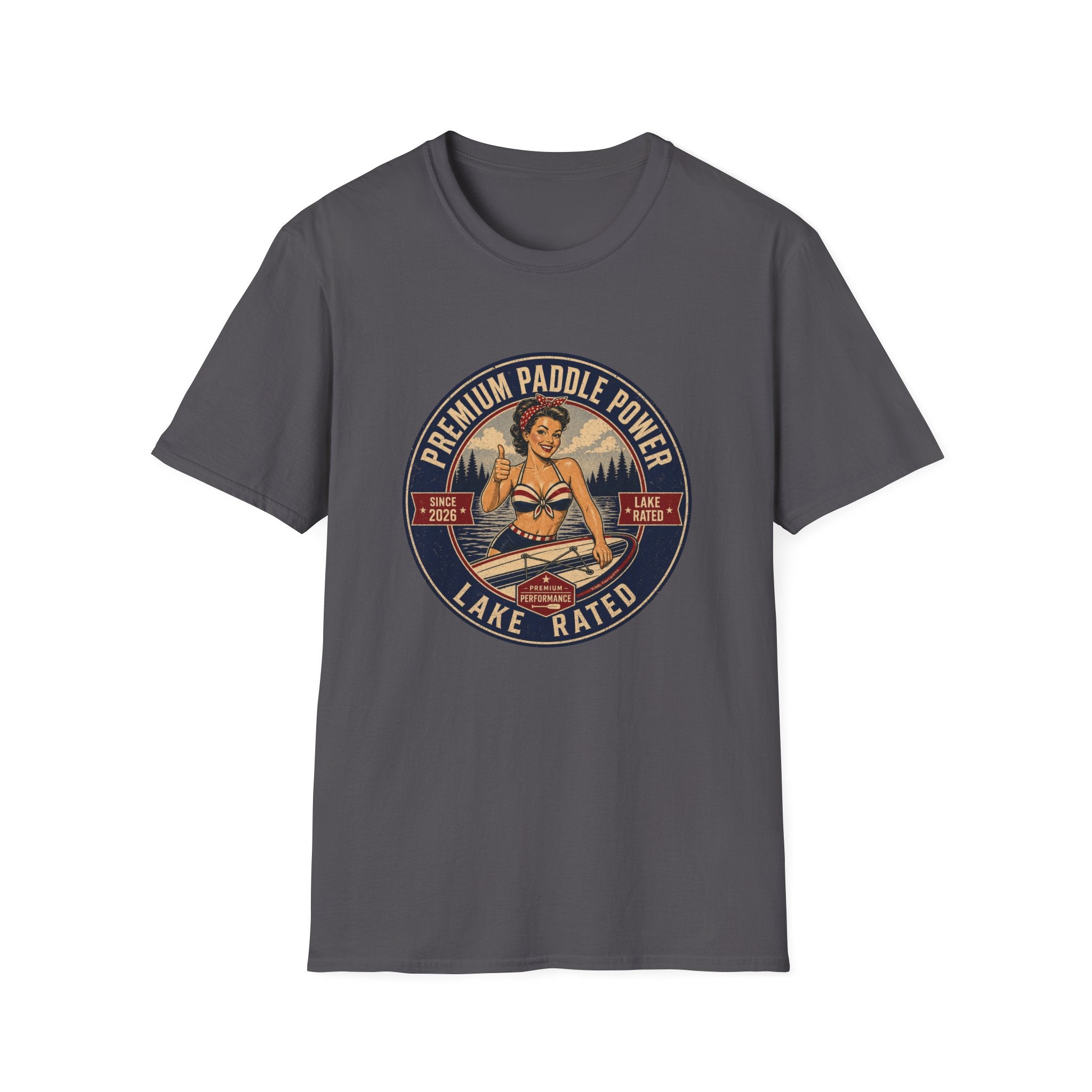 Paddle Power — Vintage Lake Rated Paddleboarding Graphic Tee