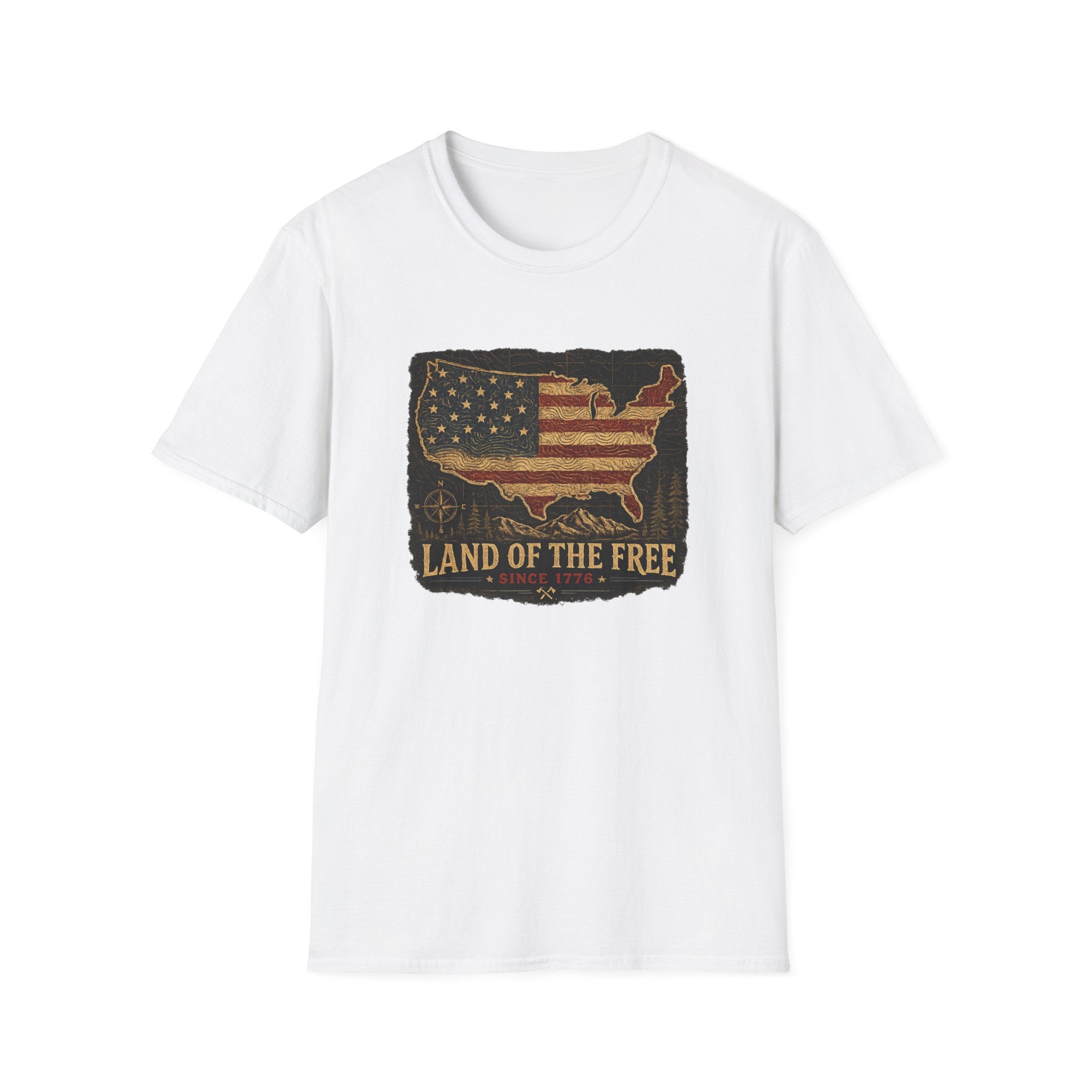 Patriotic USA Map — 'Land of the Free' Vintage Flag Tee