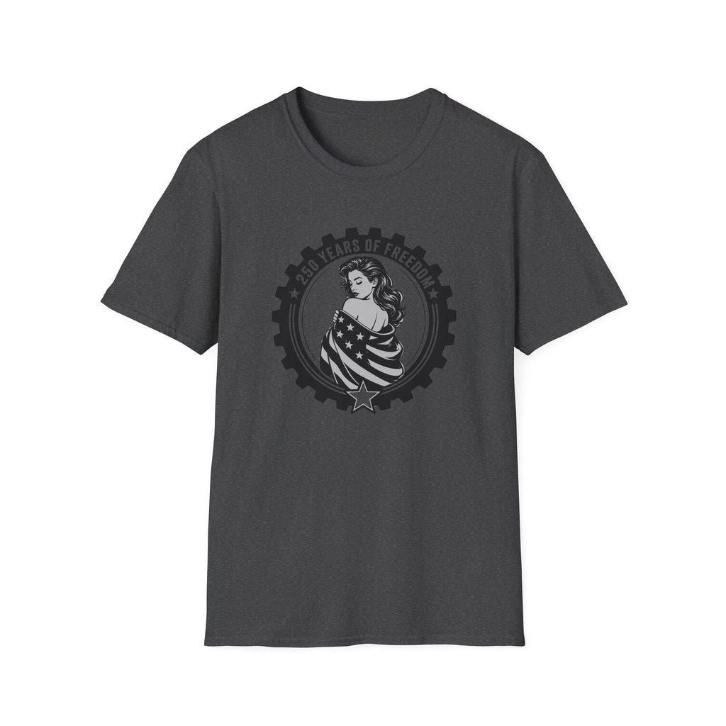 Patriotic '250 Years of Freedom' — American Flag Woman Graphic Tee