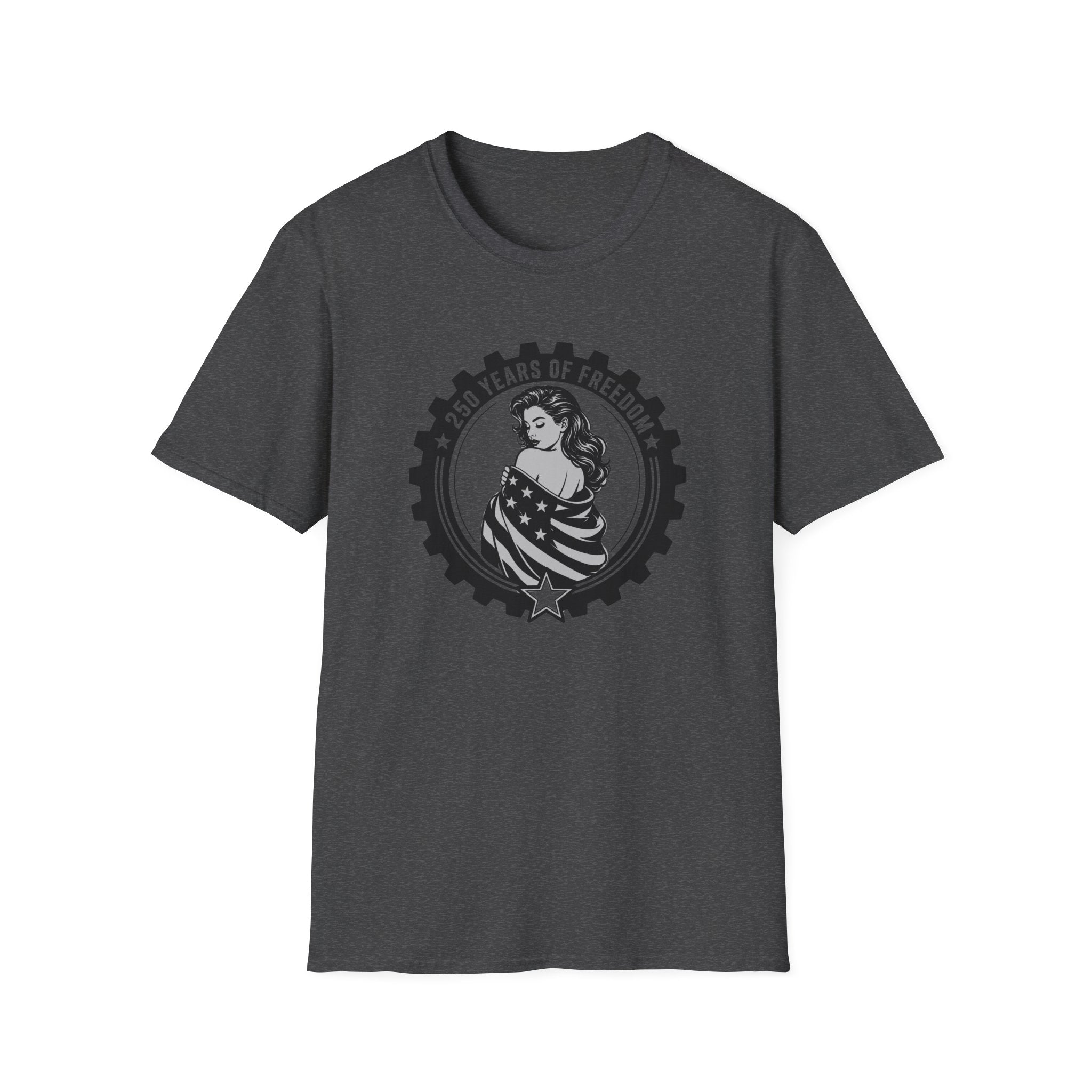 Patriotic '250 Years of Freedom' — American Flag Woman Graphic Tee