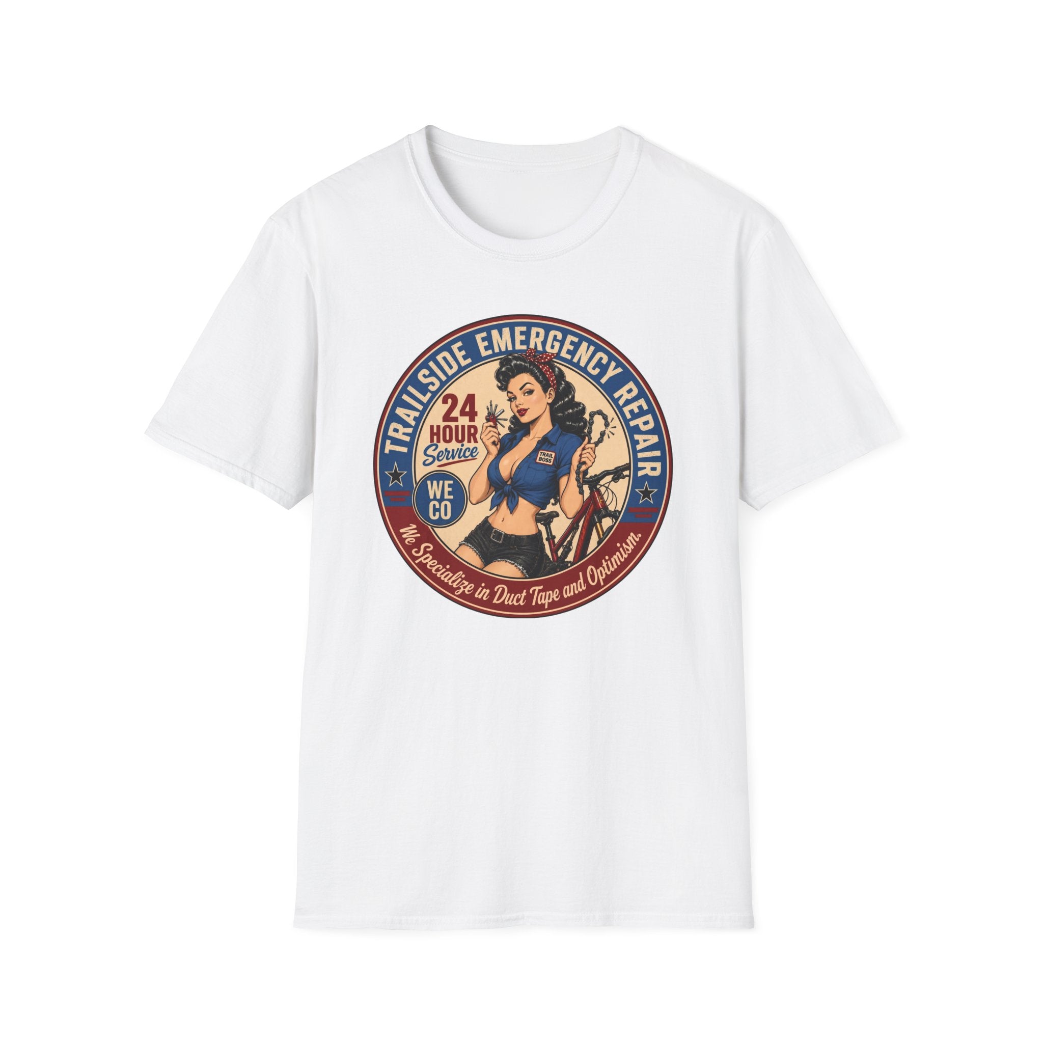 Trailside Emergency Repair — 24 Hour Service Pin-Up Graphic Tee
