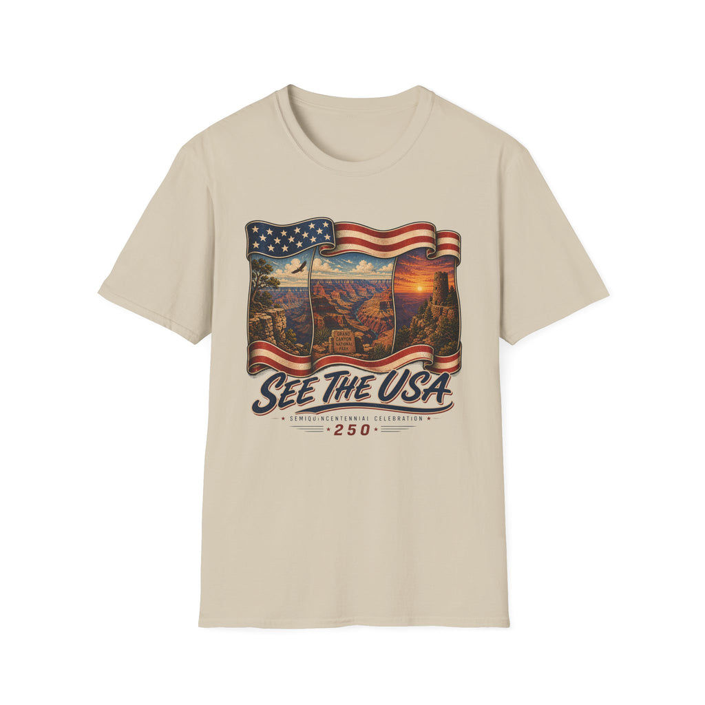 See The USA — Vintage American Flag Grand Canyon Travel Tee